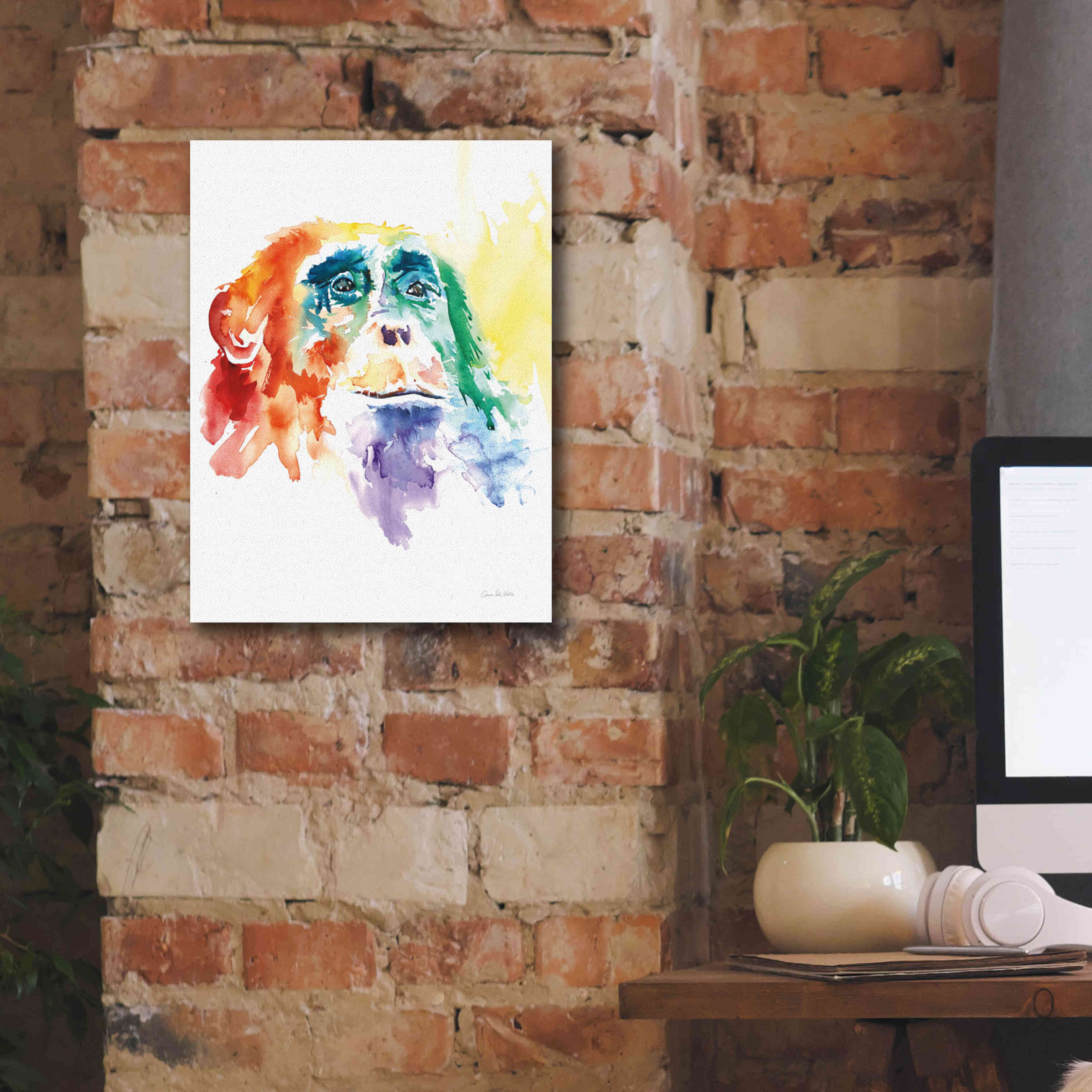 'Chimpanzee I' by Alan Majchrowicz, Giclee Canvas Wall Art,12x16
