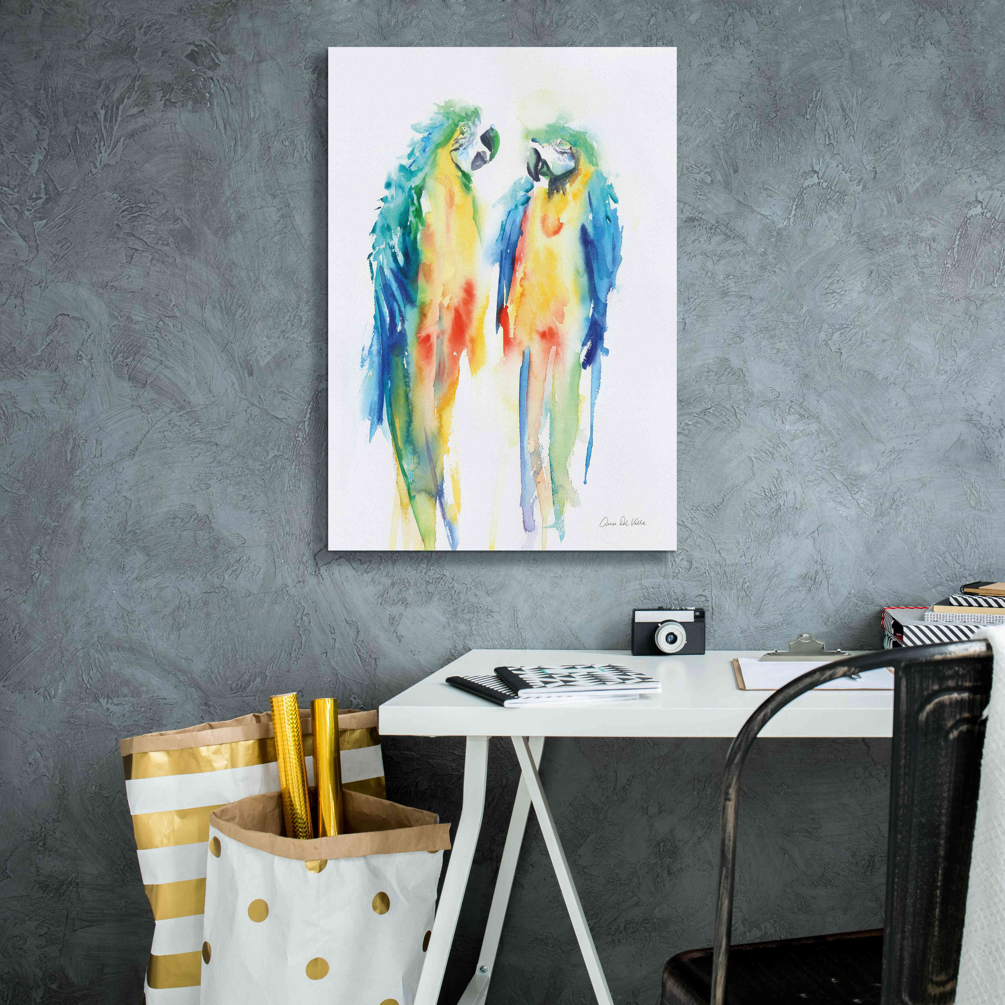 'Colorful Parrots I' by Alan Majchrowicz, Giclee Canvas Wall Art,18x26