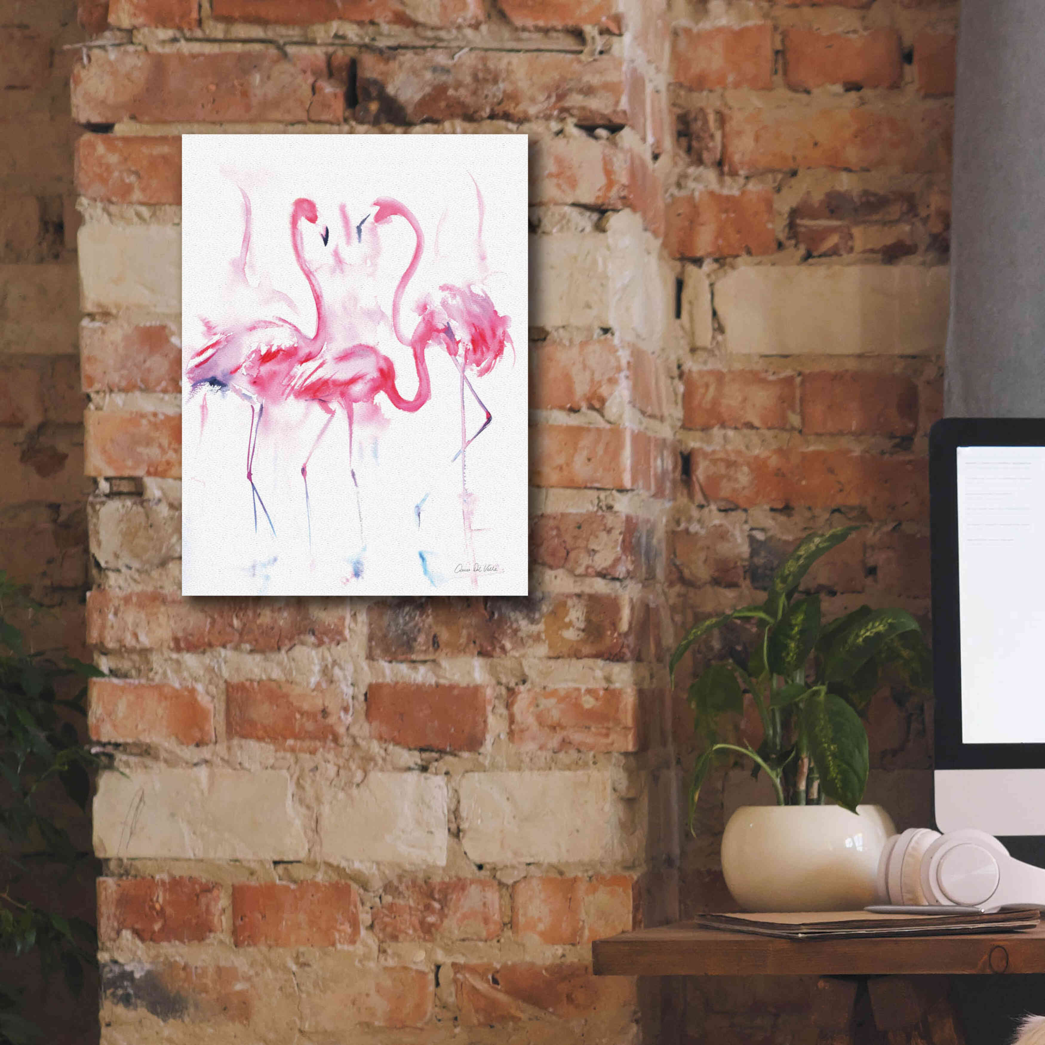 'Flamingo Trio' by Alan Majchrowicz, Giclee Canvas Wall Art,12x16