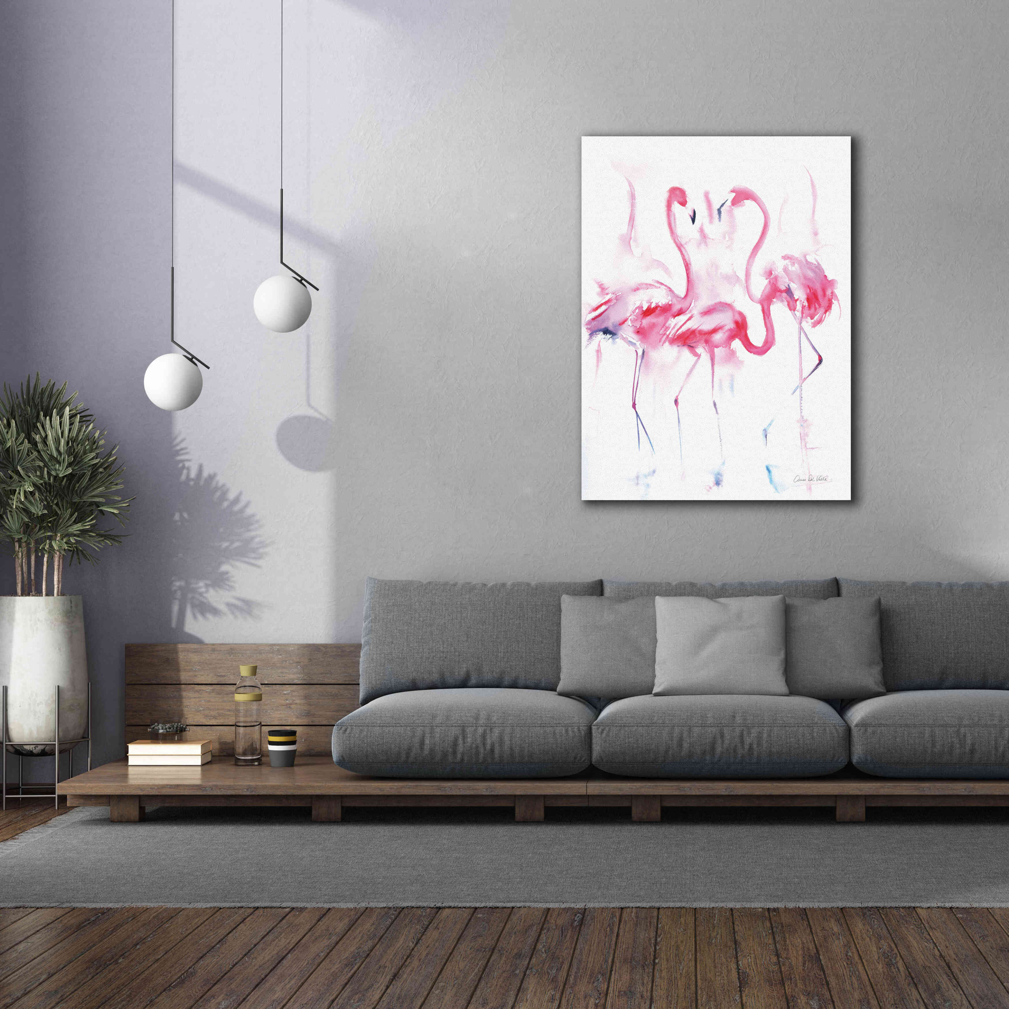 'Flamingo Trio' by Alan Majchrowicz, Giclee Canvas Wall Art,40x54