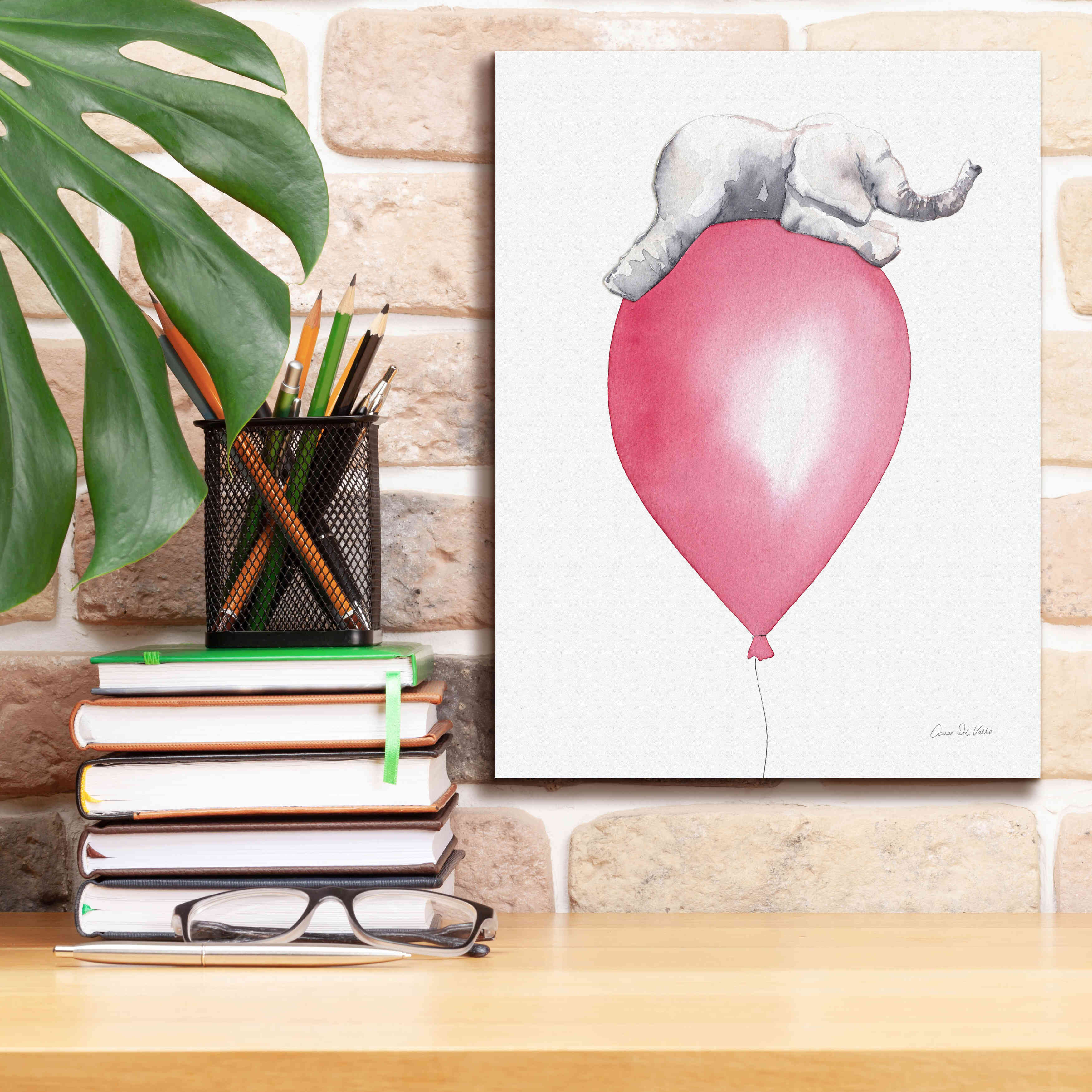 'Baby Elephant Love I' by Alan Majchrowicz, Giclee Canvas Wall Art,12x16