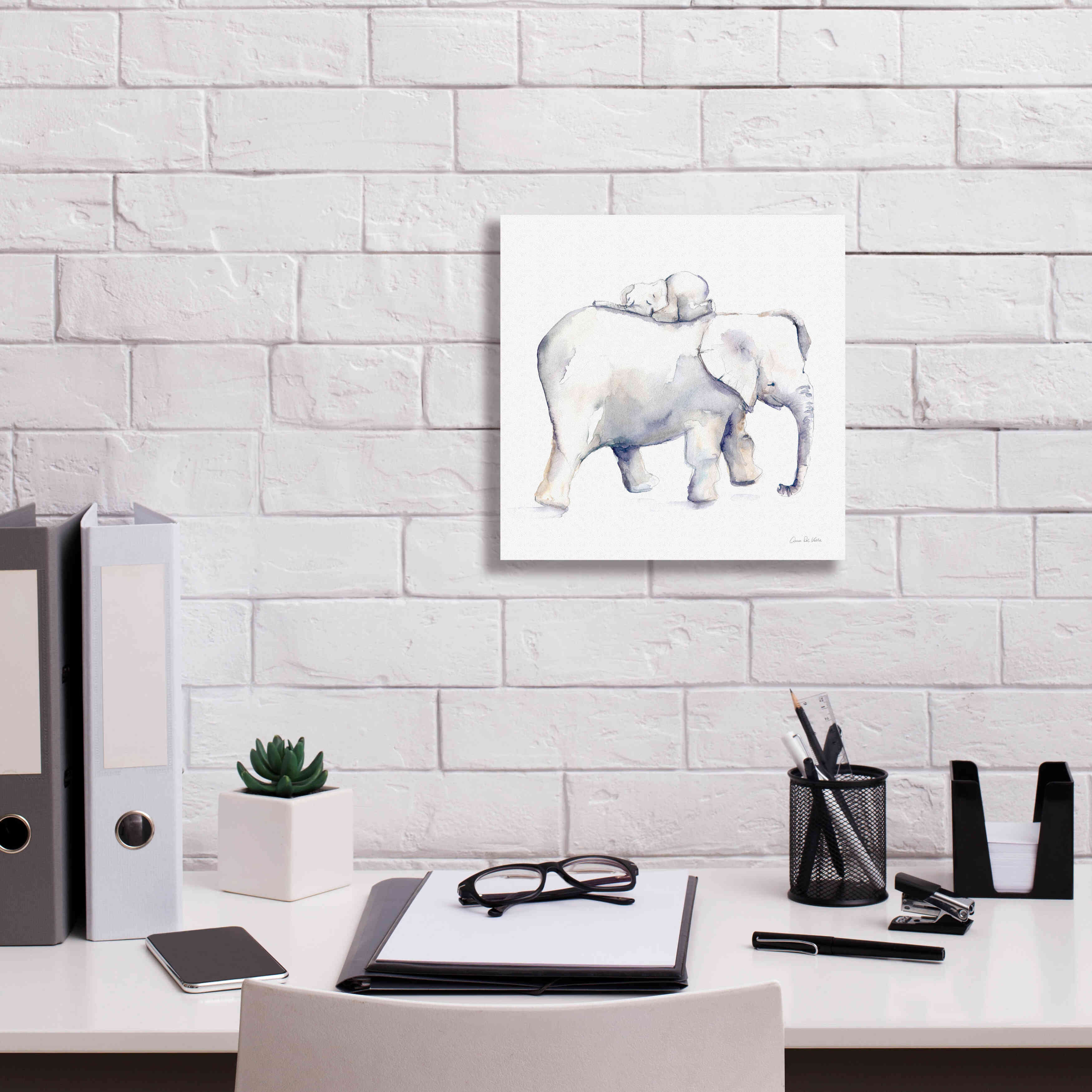 'Baby Elephant Love III' by Alan Majchrowicz, Giclee Canvas Wall Art,12x12