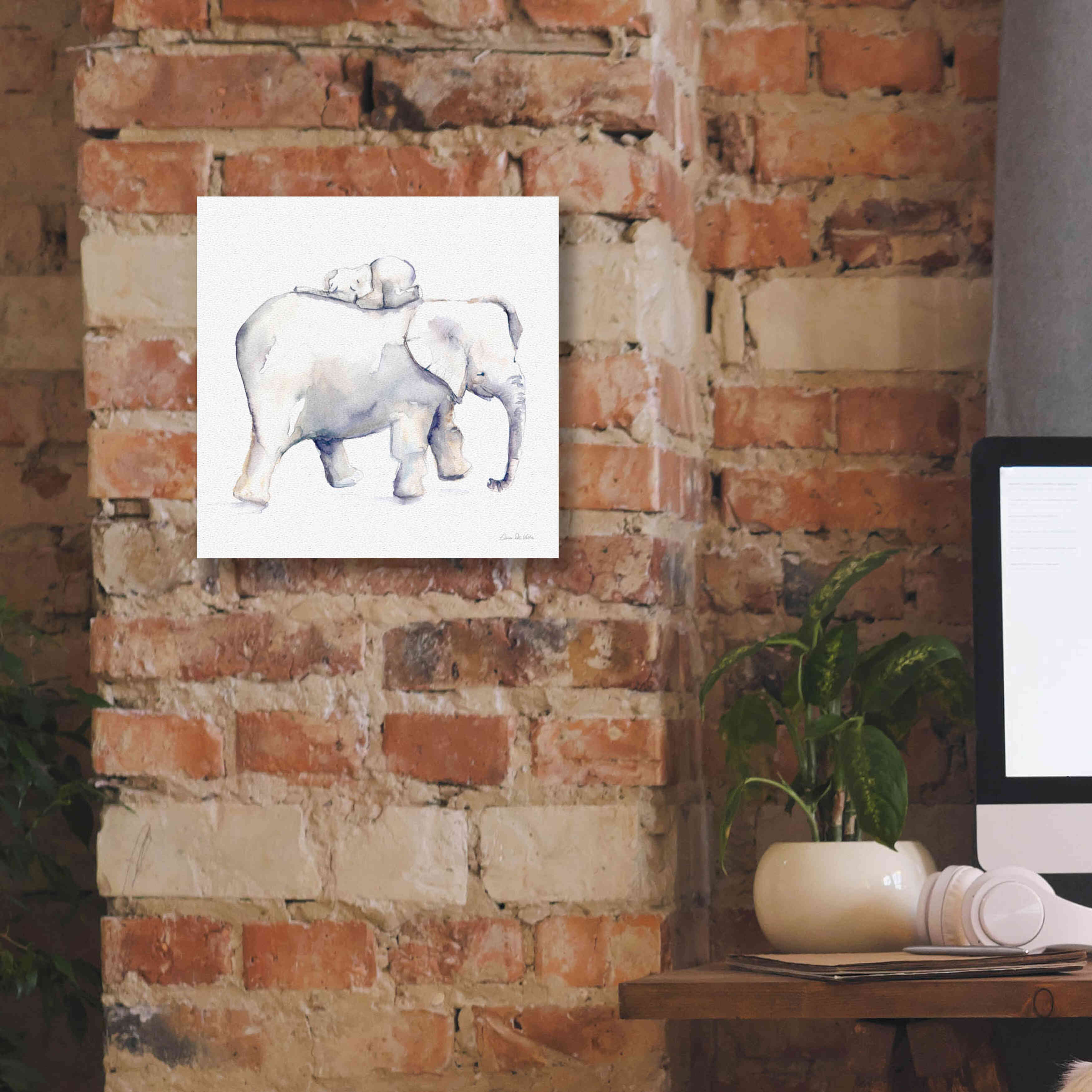 'Baby Elephant Love III' by Alan Majchrowicz, Giclee Canvas Wall Art,12x12