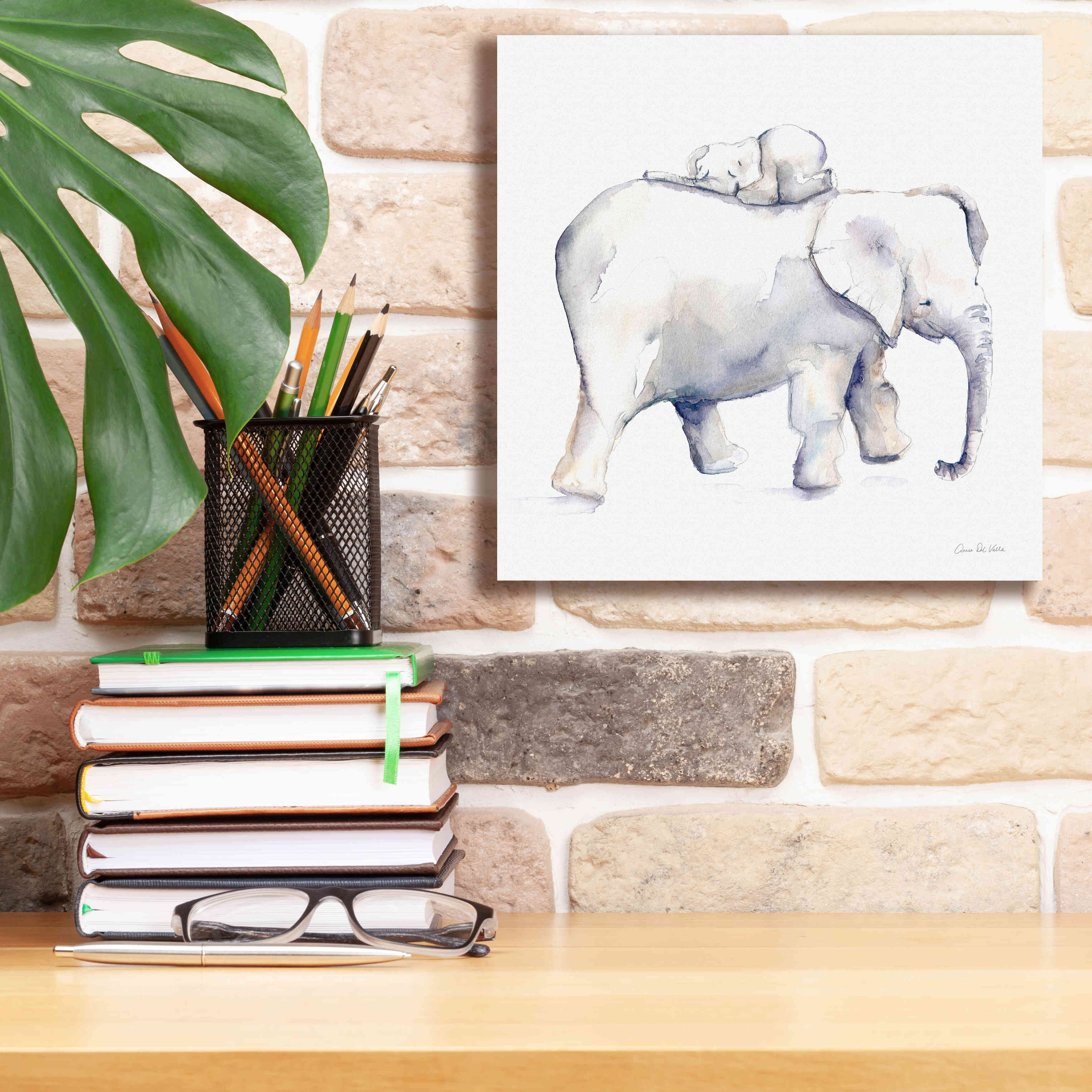 'Baby Elephant Love III' by Alan Majchrowicz, Giclee Canvas Wall Art,12x12