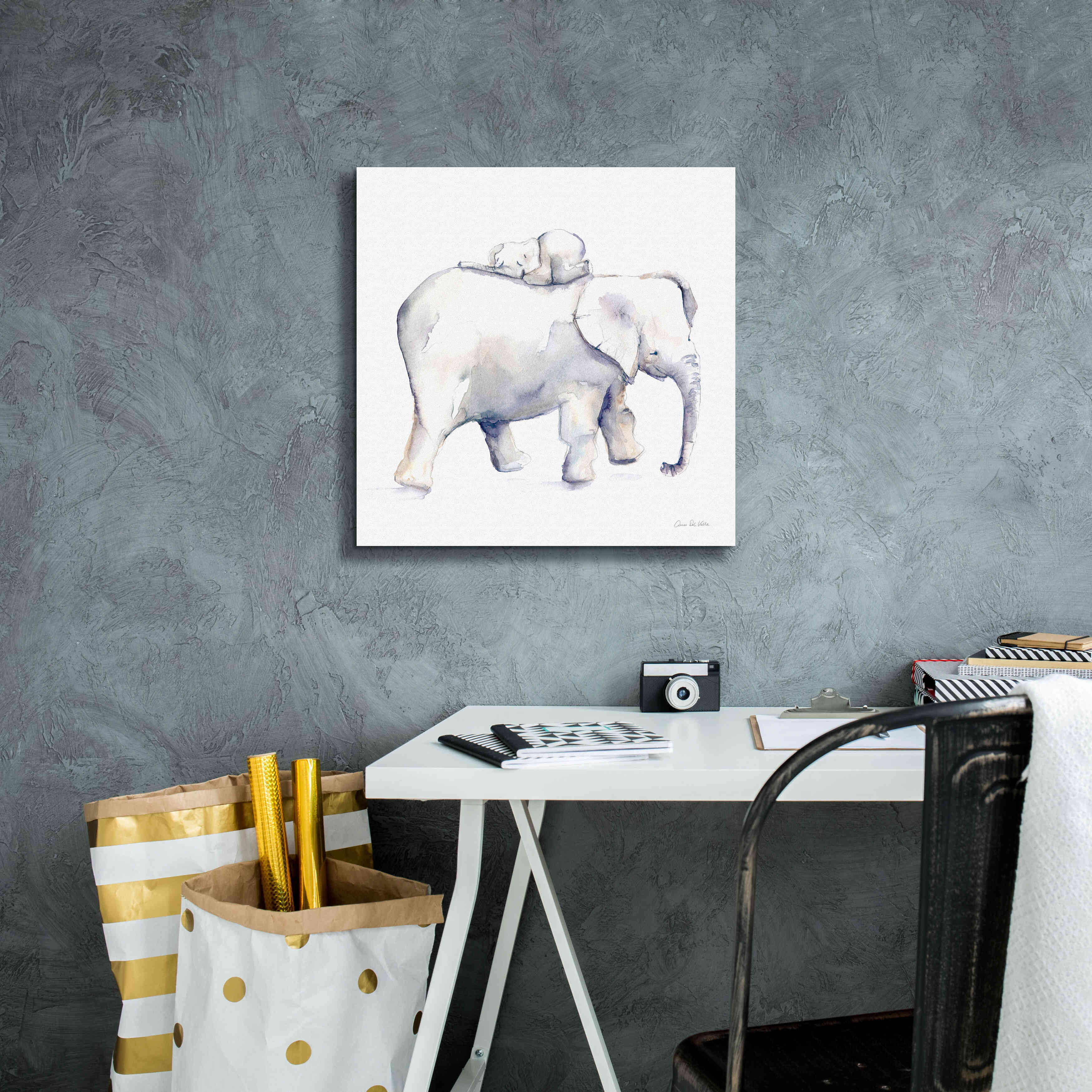 'Baby Elephant Love III' by Alan Majchrowicz, Giclee Canvas Wall Art,18x18