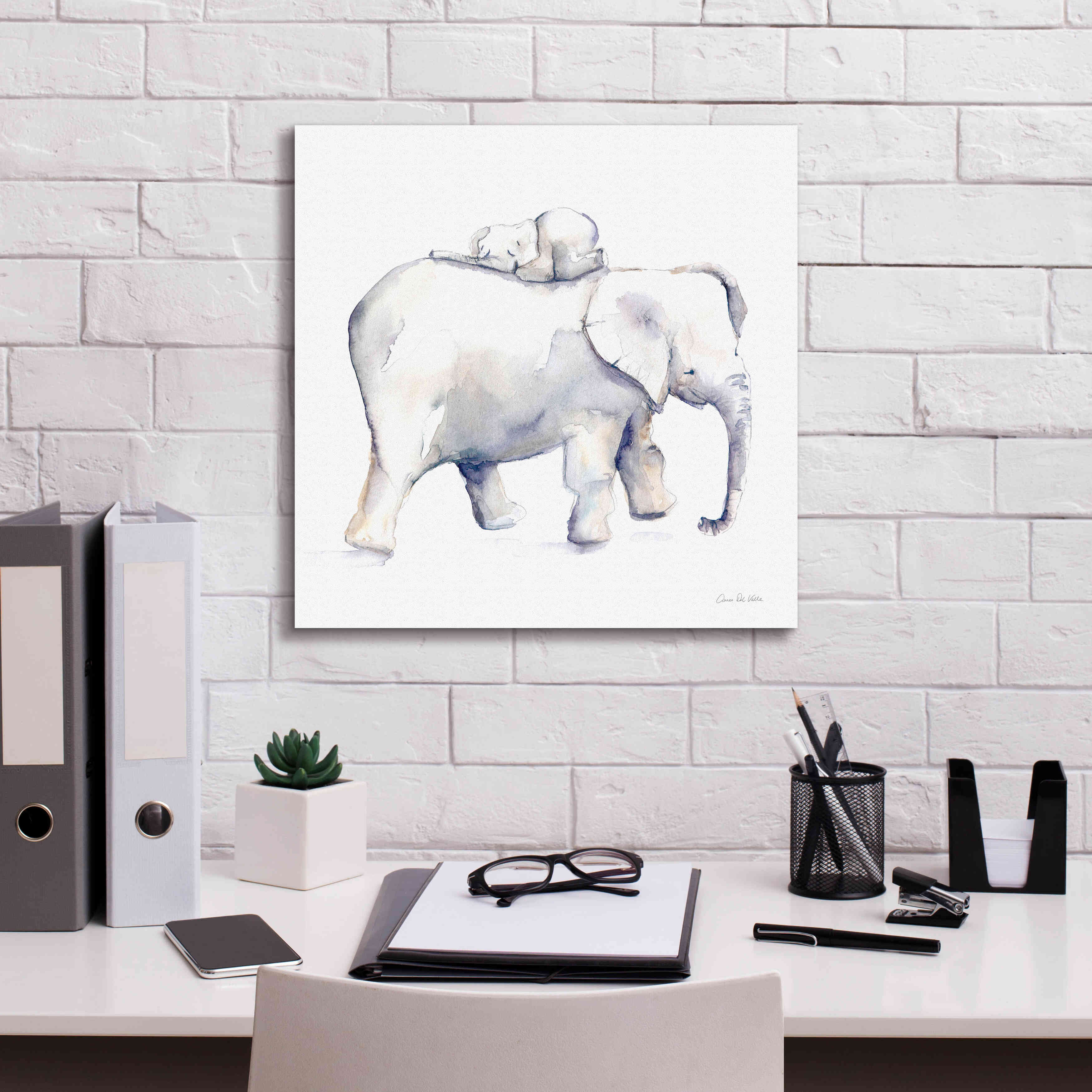 'Baby Elephant Love III' by Alan Majchrowicz, Giclee Canvas Wall Art,18x18