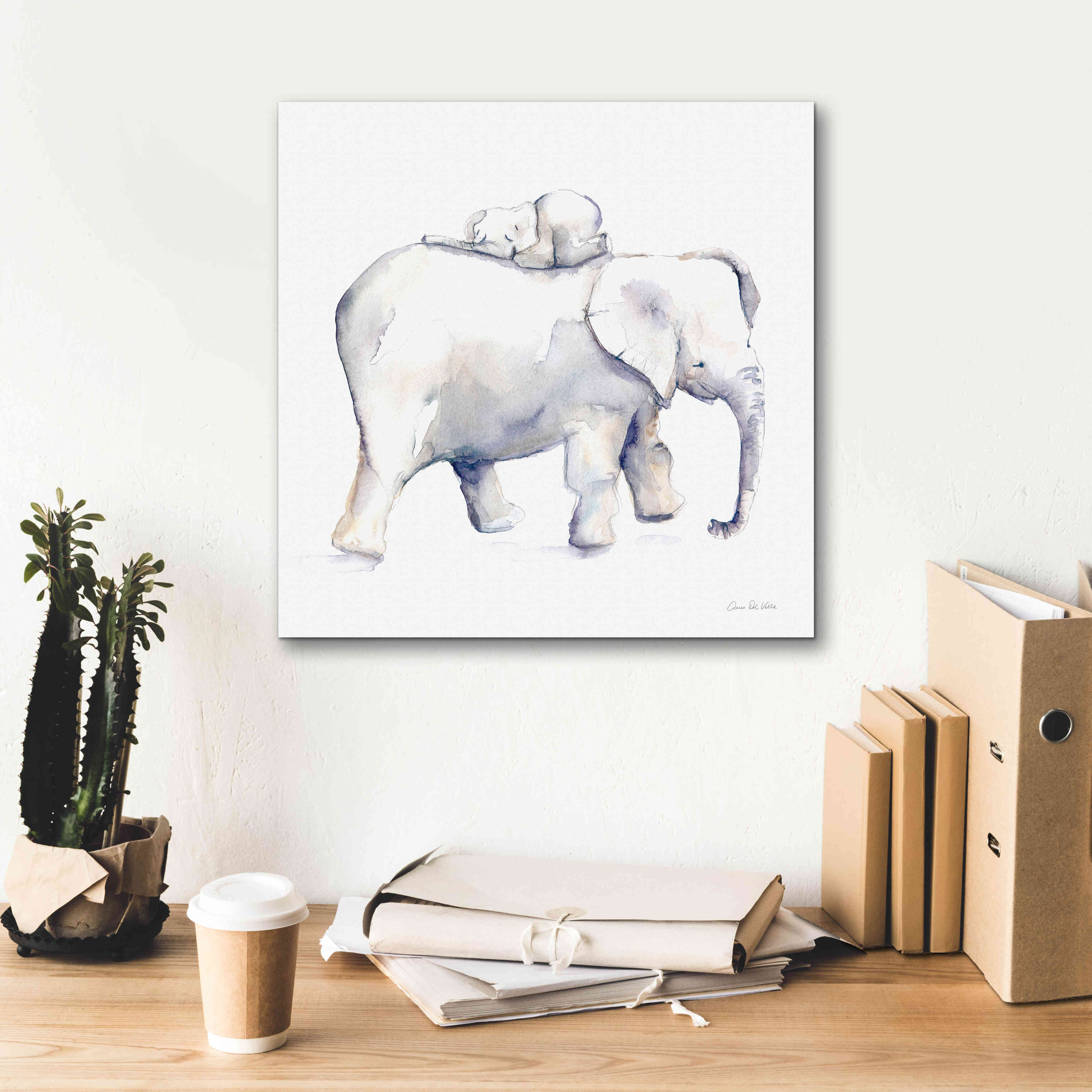 'Baby Elephant Love III' by Alan Majchrowicz, Giclee Canvas Wall Art,18x18