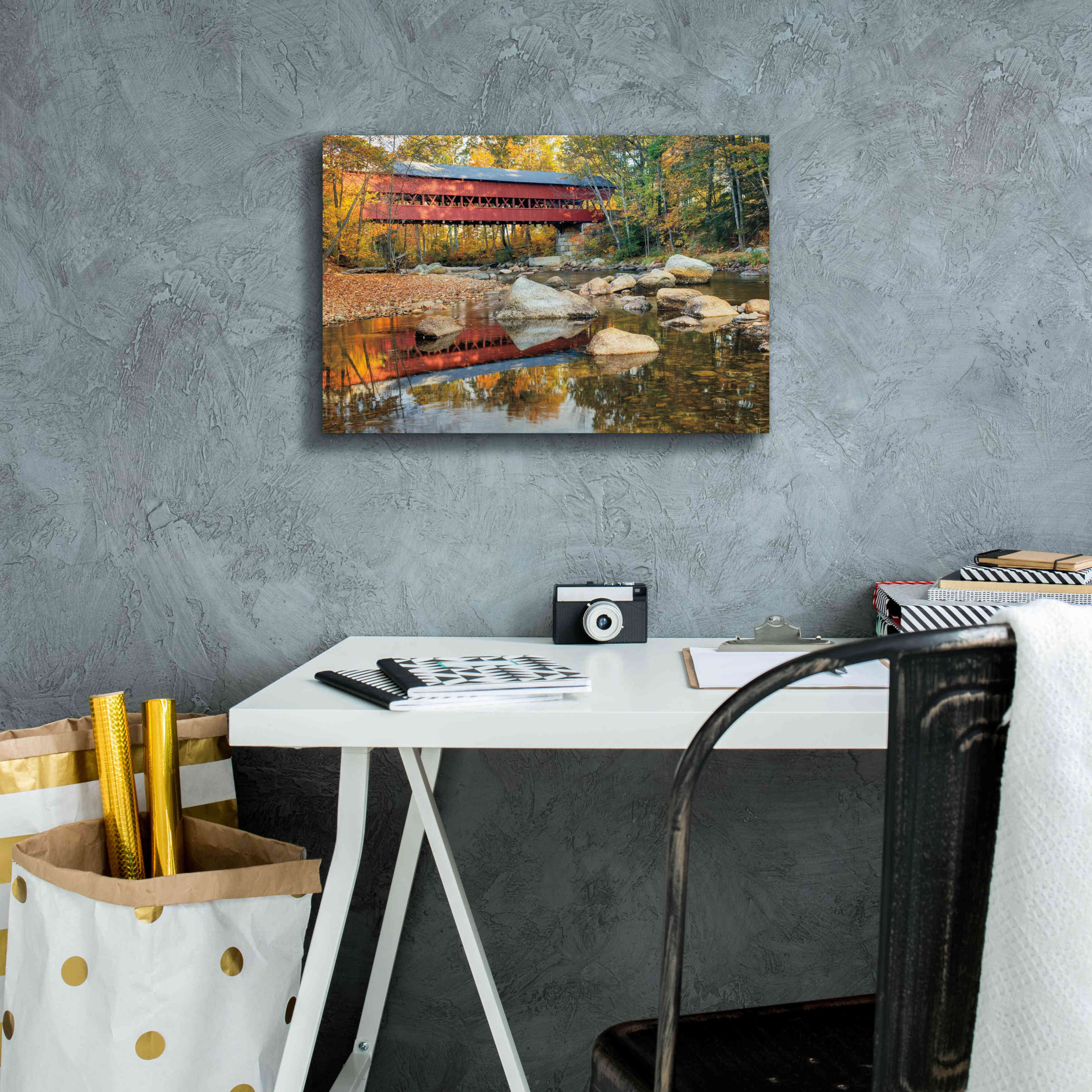 'Swift River Covered Bridge' by Alan Majchrowicz, Giclee Canvas Wall Art,18x12