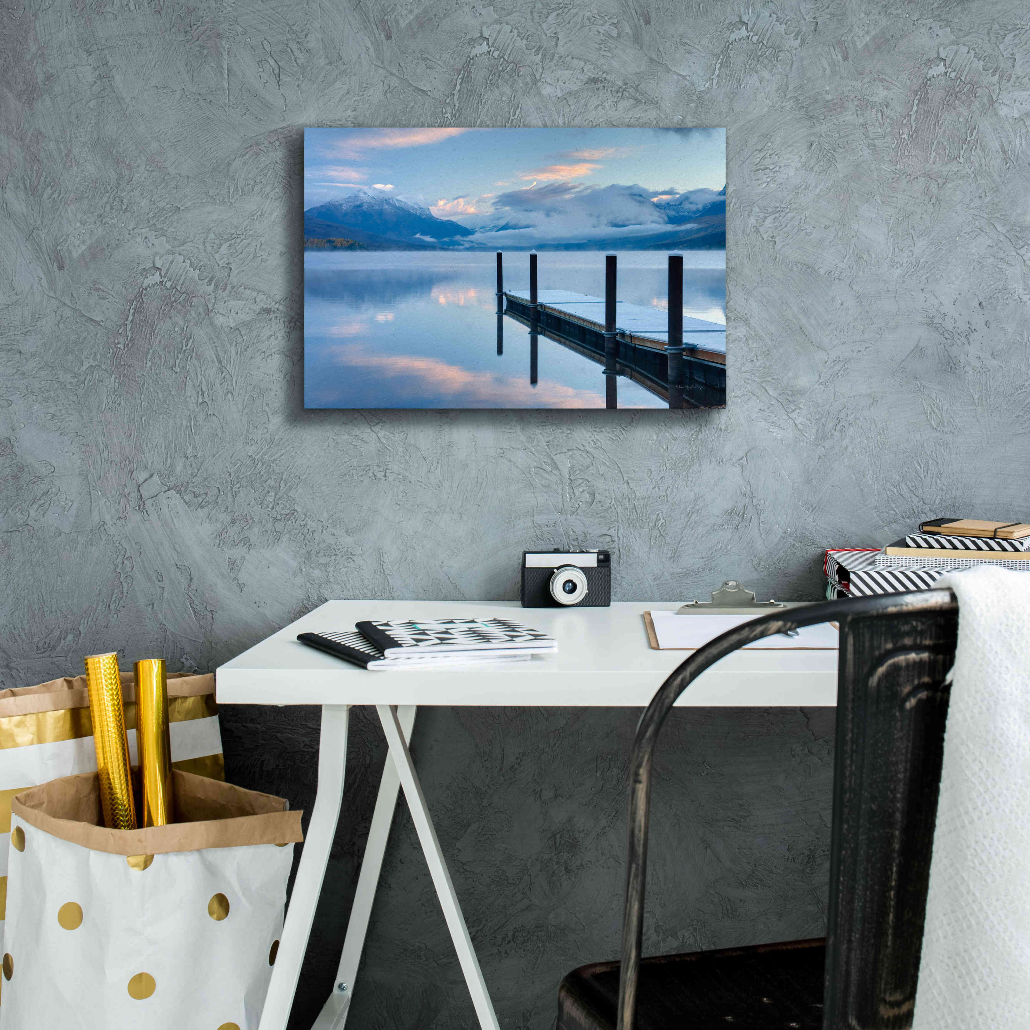 'Lake Mcdonald Dock' by Alan Majchrowicz, Giclee Canvas Wall Art,18x12