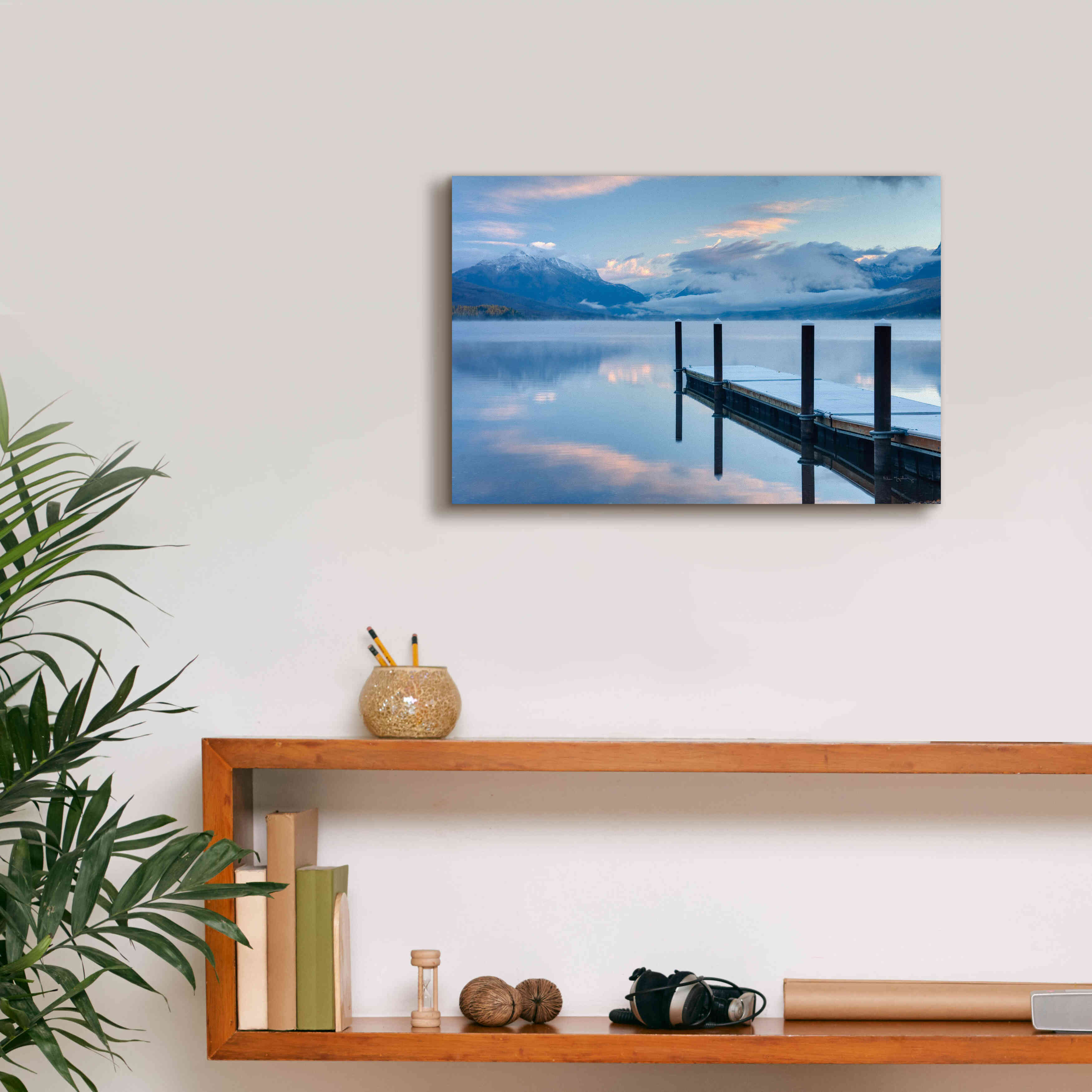 'Lake Mcdonald Dock' by Alan Majchrowicz, Giclee Canvas Wall Art,18x12