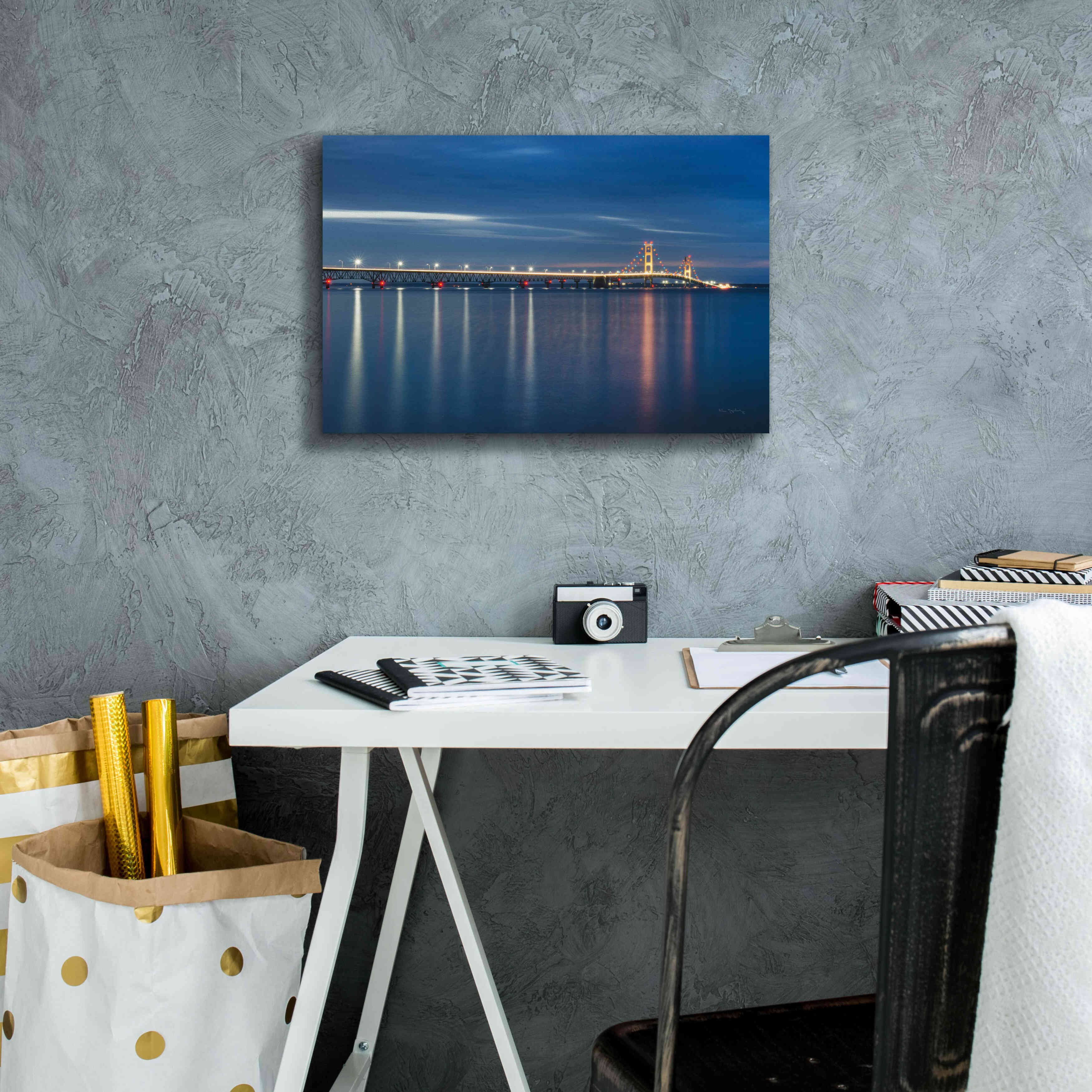 'Mackinac Bridge' by Alan Majchrowicz,Giclee Canvas Wall Art,18x12