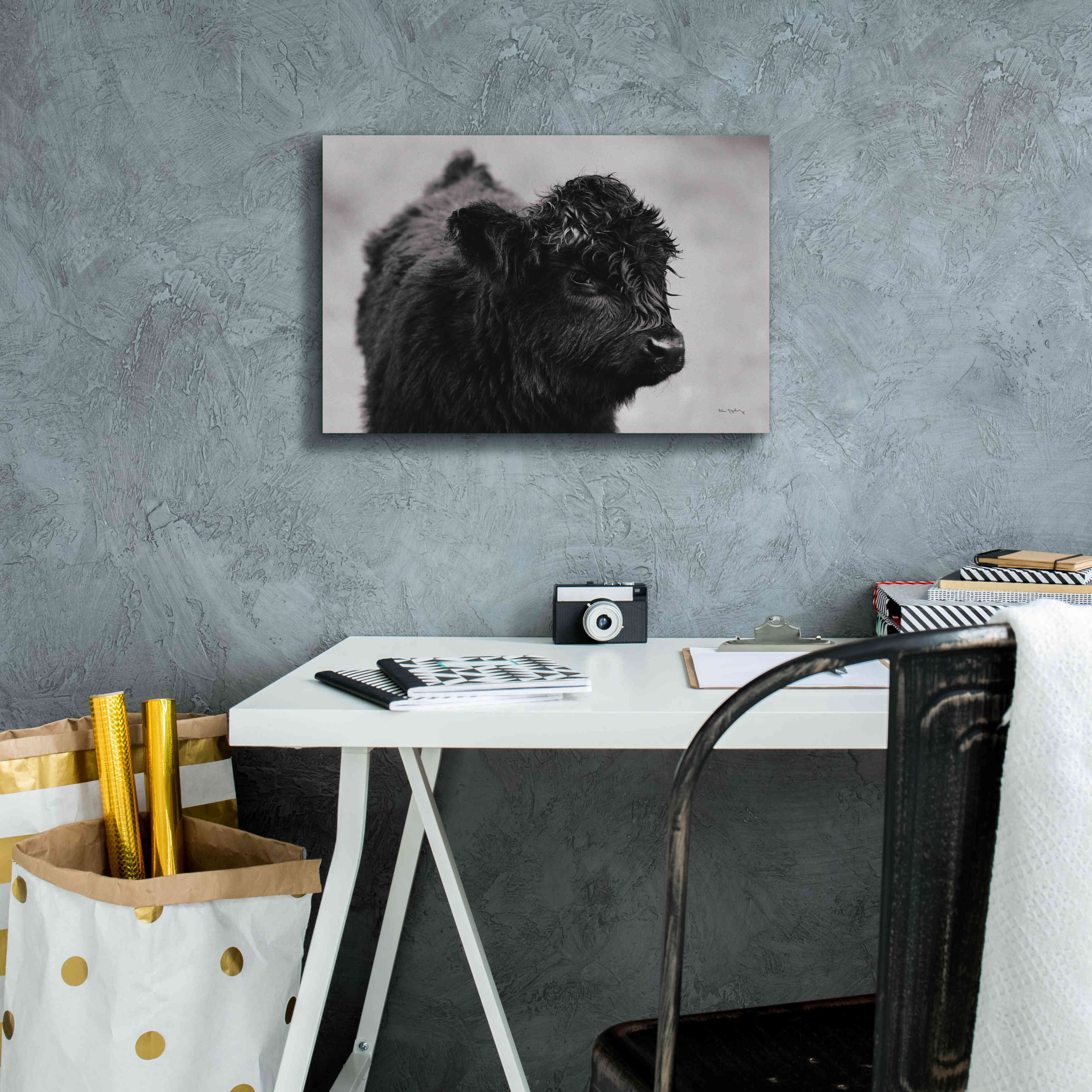 'Scottish Highland Cattle XI BW' by Alan Majchrowicz,Giclee Canvas Wall Art,18x12