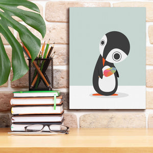 'Pingu Loves Ice Cream' by Volkan Dalyan, Giclee Canvas Wall Art,12x16
