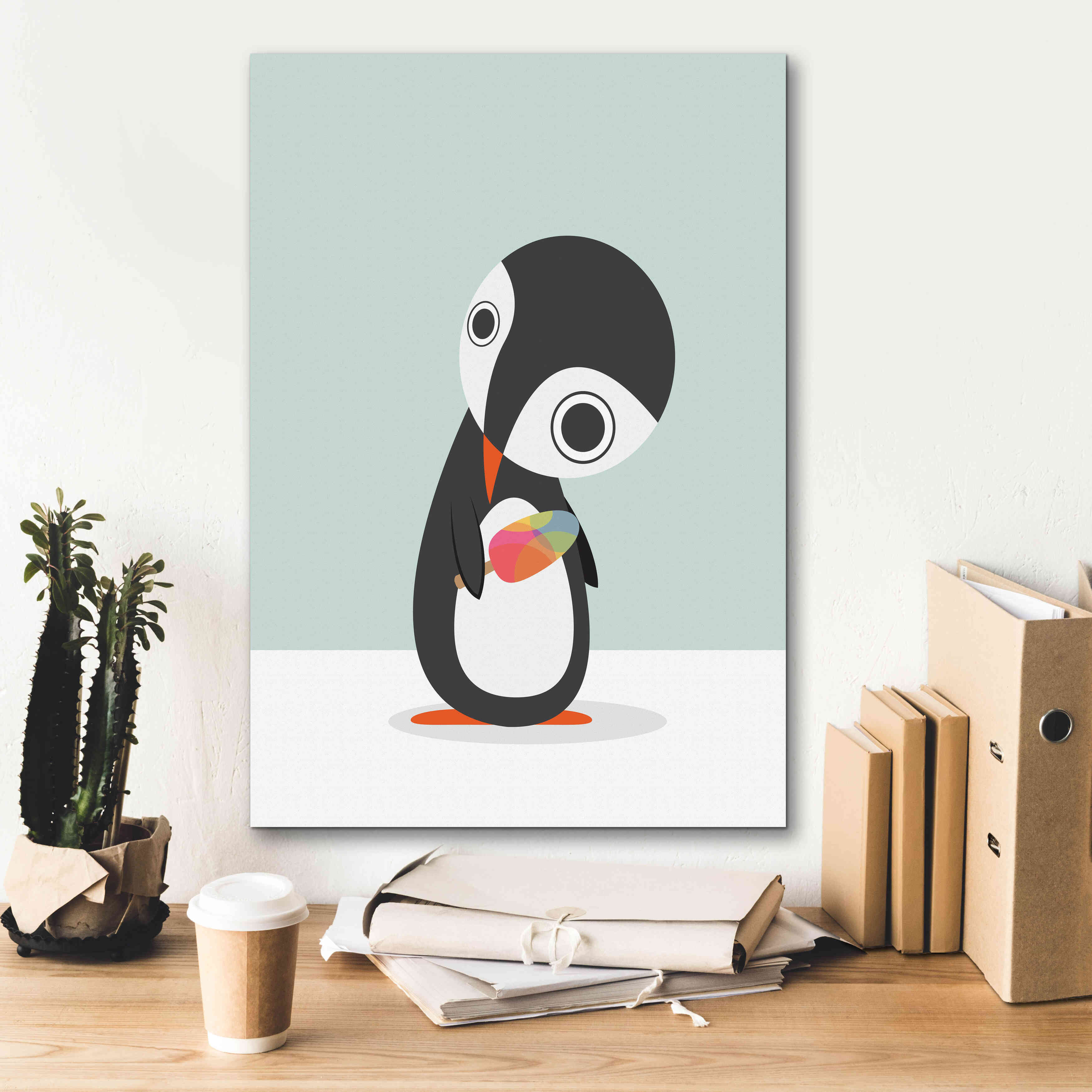 'Pingu Loves Ice Cream' by Volkan Dalyan, Giclee Canvas Wall Art,18x26