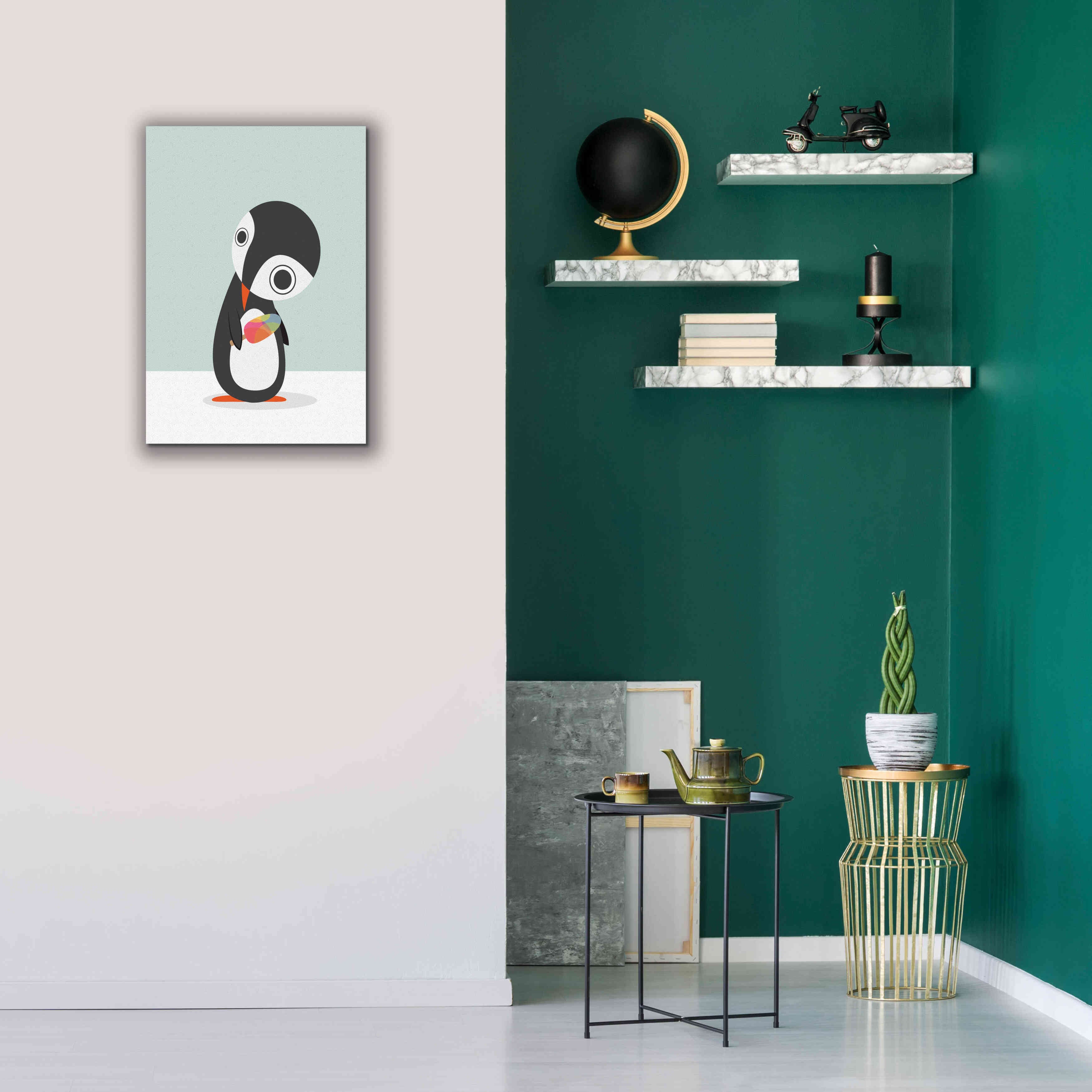 'Pingu Loves Ice Cream' by Volkan Dalyan, Giclee Canvas Wall Art,18x26