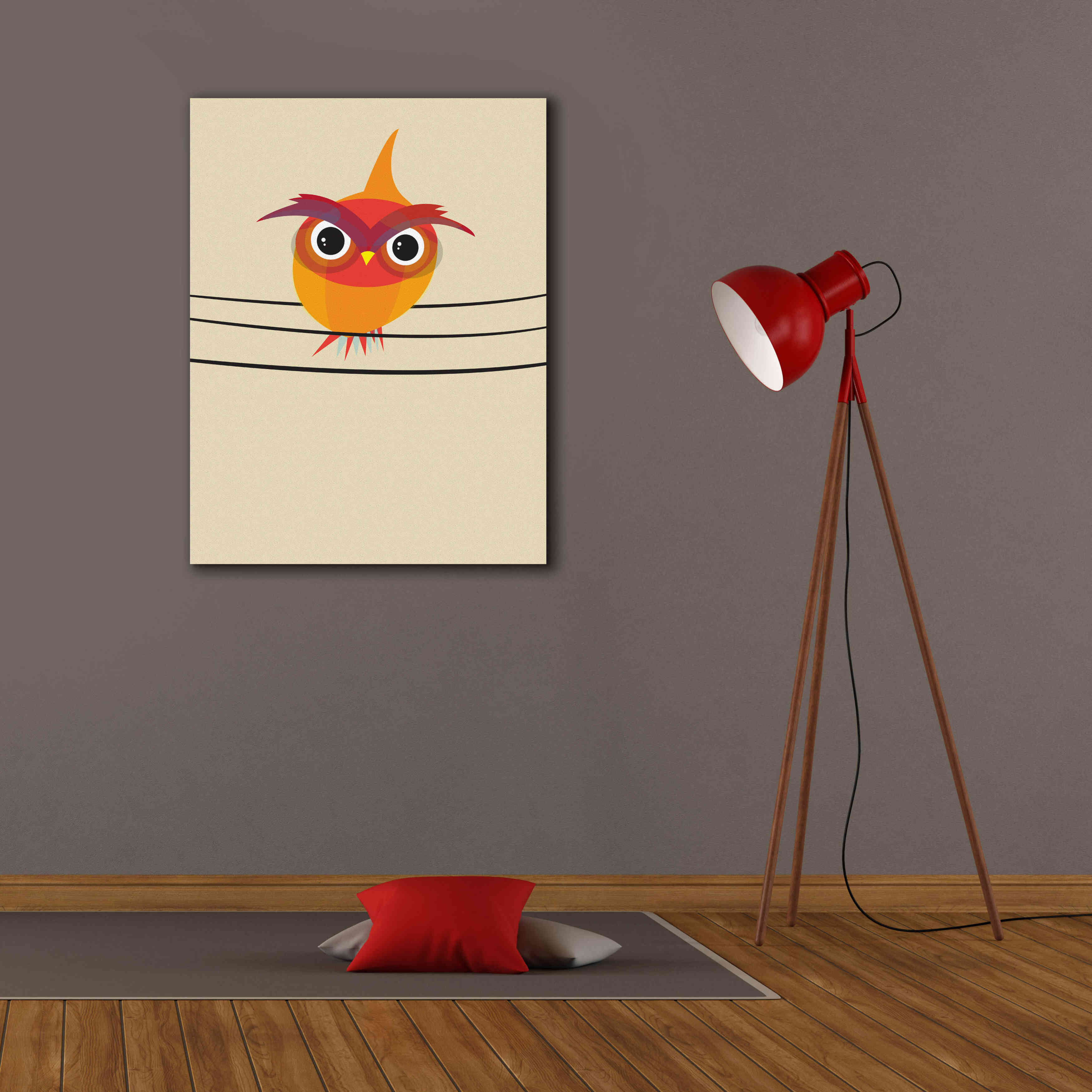 'Owl on a Wire' by Volkan Dalyan, Giclee Canvas Wall Art,26x34
