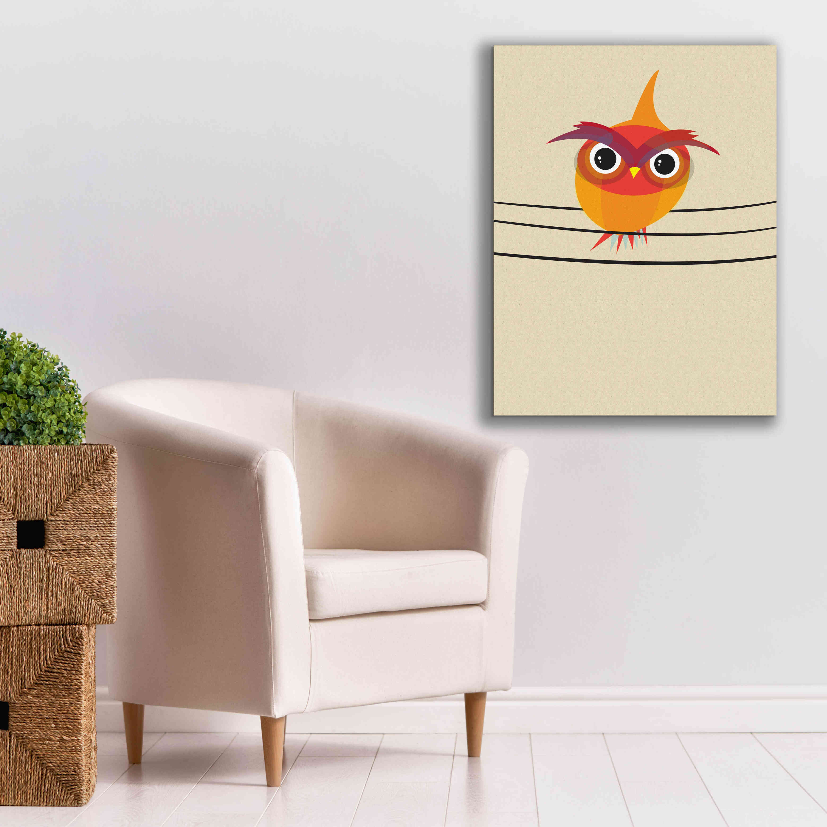 'Owl on a Wire' by Volkan Dalyan, Giclee Canvas Wall Art,26x34