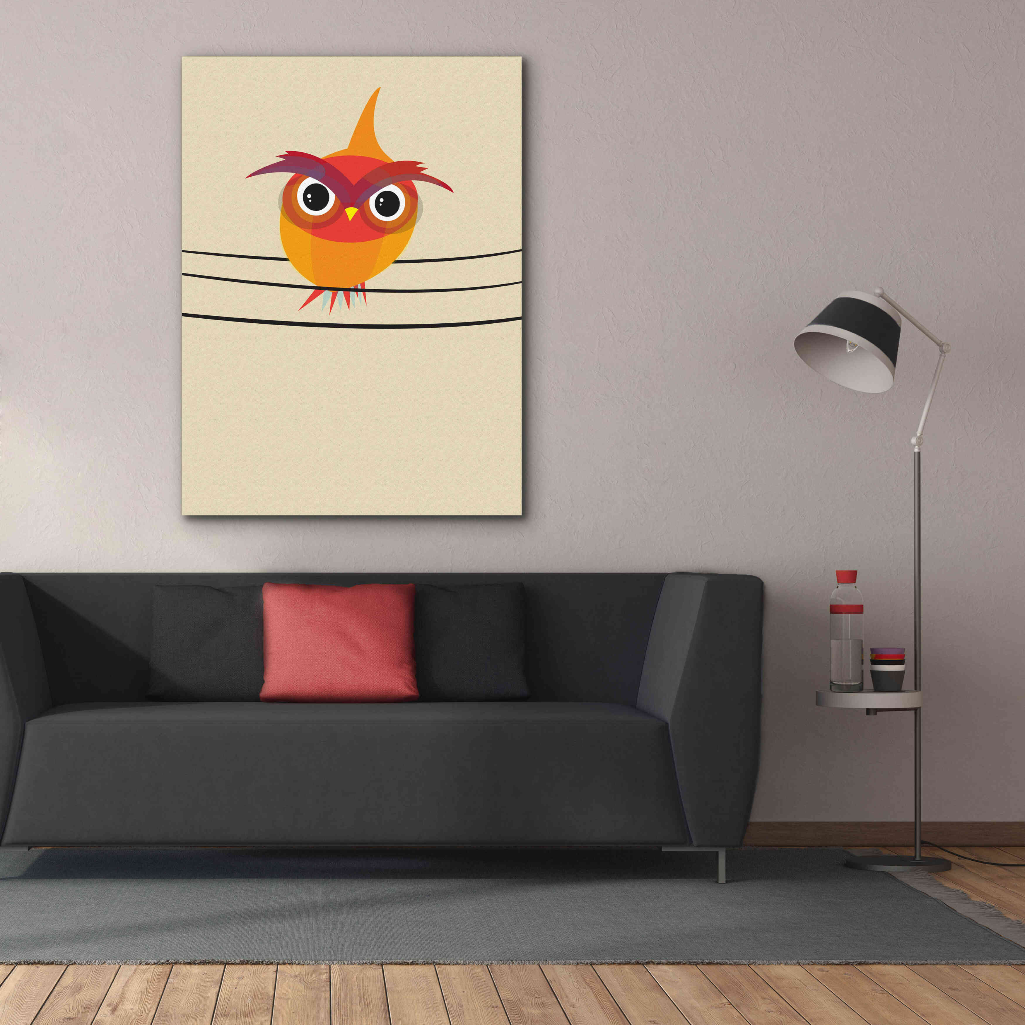 'Owl on a Wire' by Volkan Dalyan, Giclee Canvas Wall Art,40x54