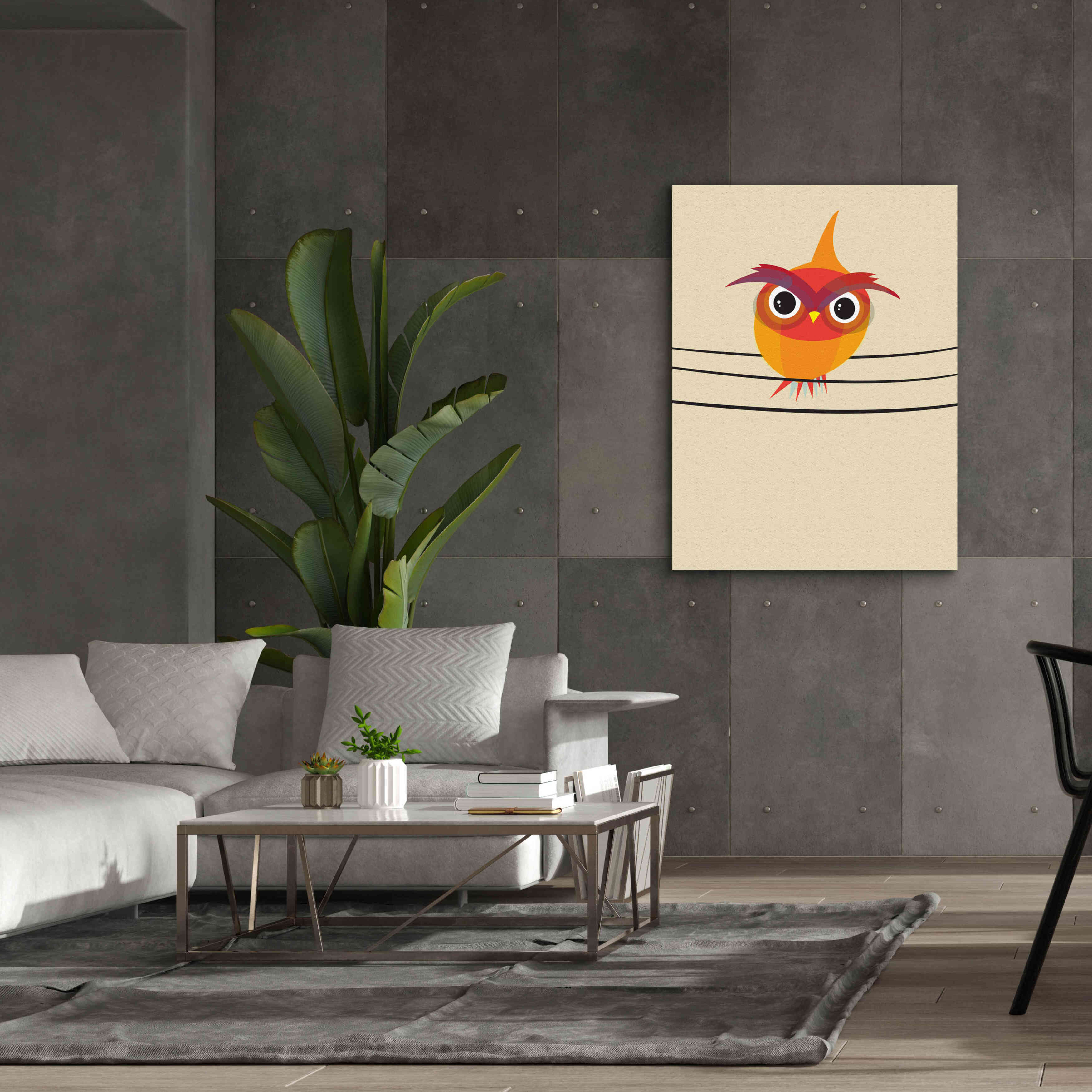 'Owl on a Wire' by Volkan Dalyan, Giclee Canvas Wall Art,40x54
