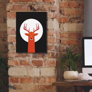 'Deer & Moon' by Volkan Dalyan, Giclee Canvas Wall Art,12x16