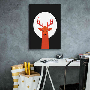 'Deer & Moon' by Volkan Dalyan, Giclee Canvas Wall Art,18x26
