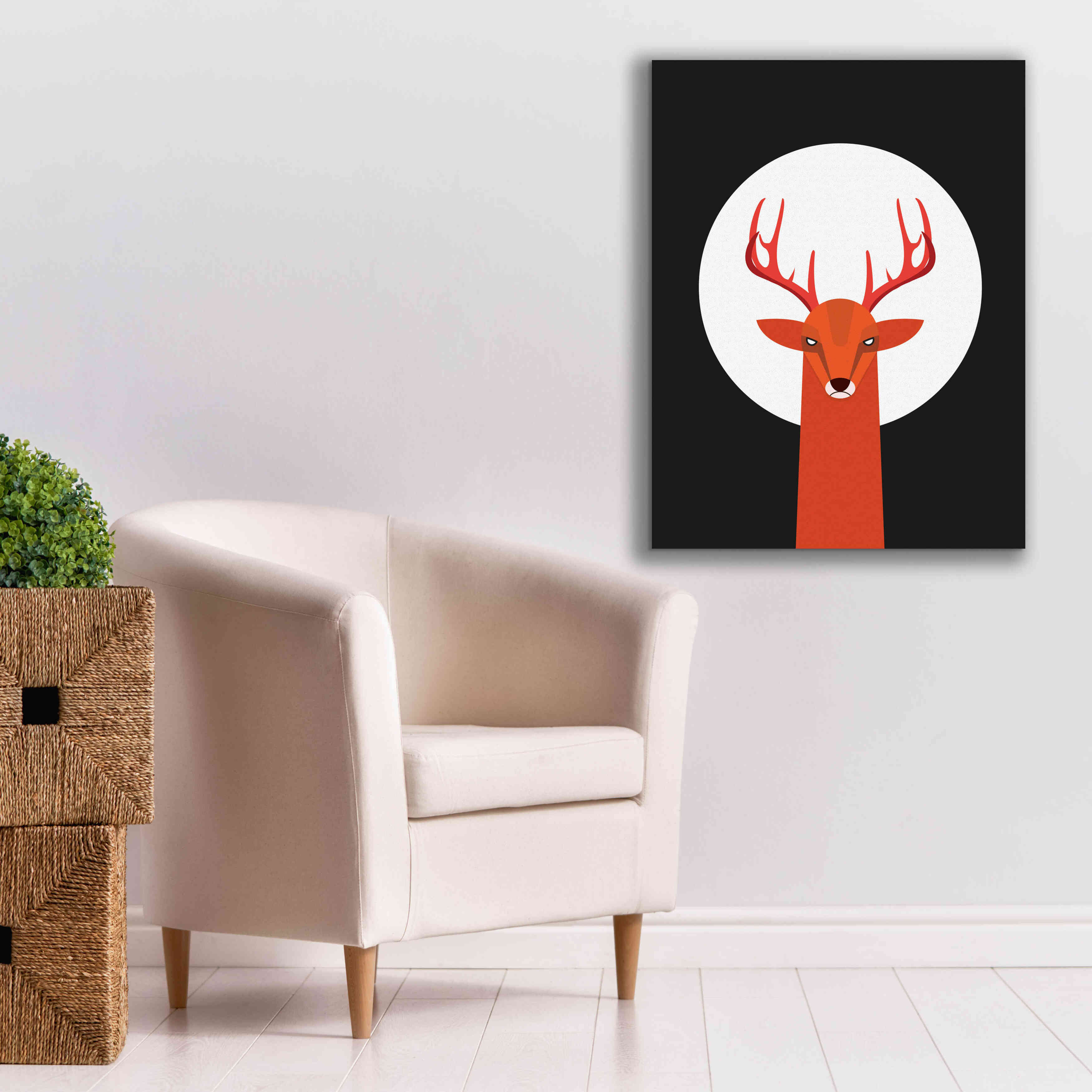 'Deer & Moon' by Volkan Dalyan, Giclee Canvas Wall Art,26x34