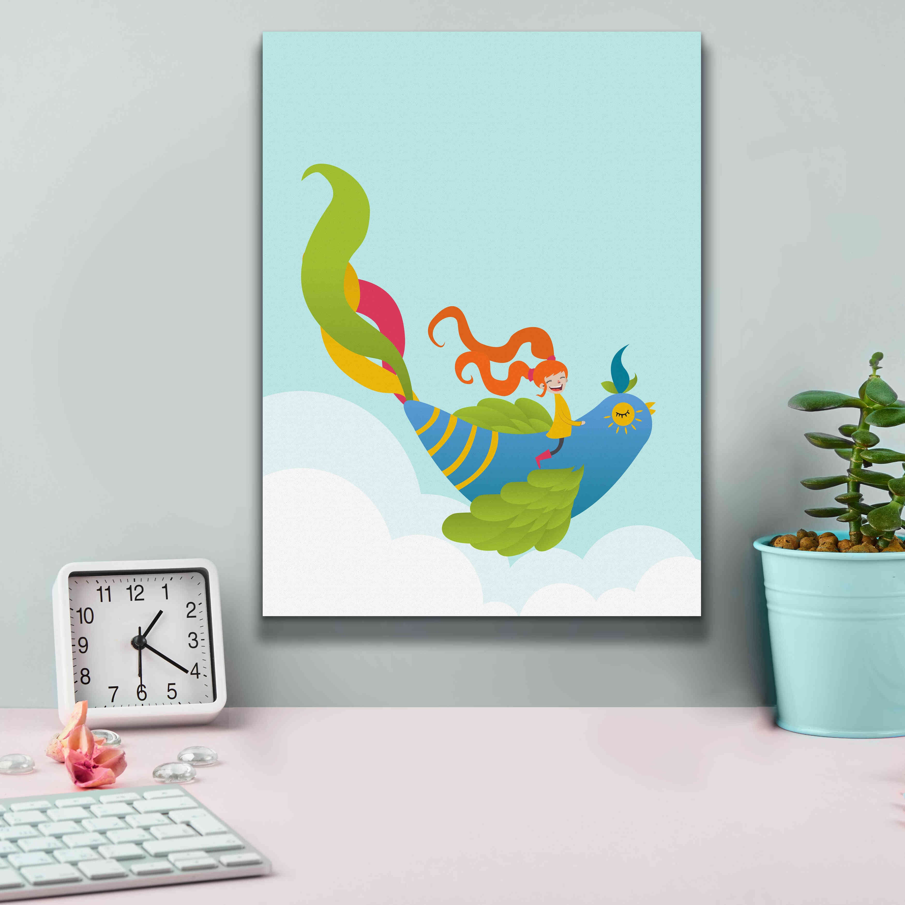 'Bird and Girl' by Volkan Dalyan, Giclee Canvas Wall Art,12x16