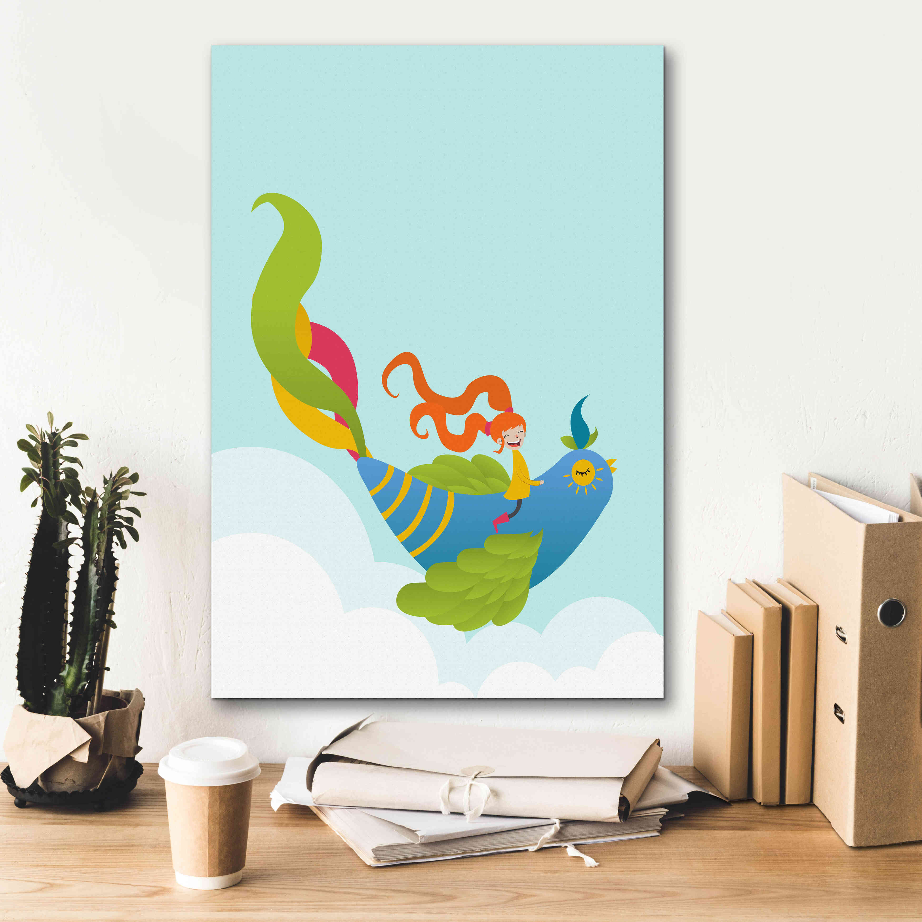 'Bird and Girl' by Volkan Dalyan, Giclee Canvas Wall Art,18x26