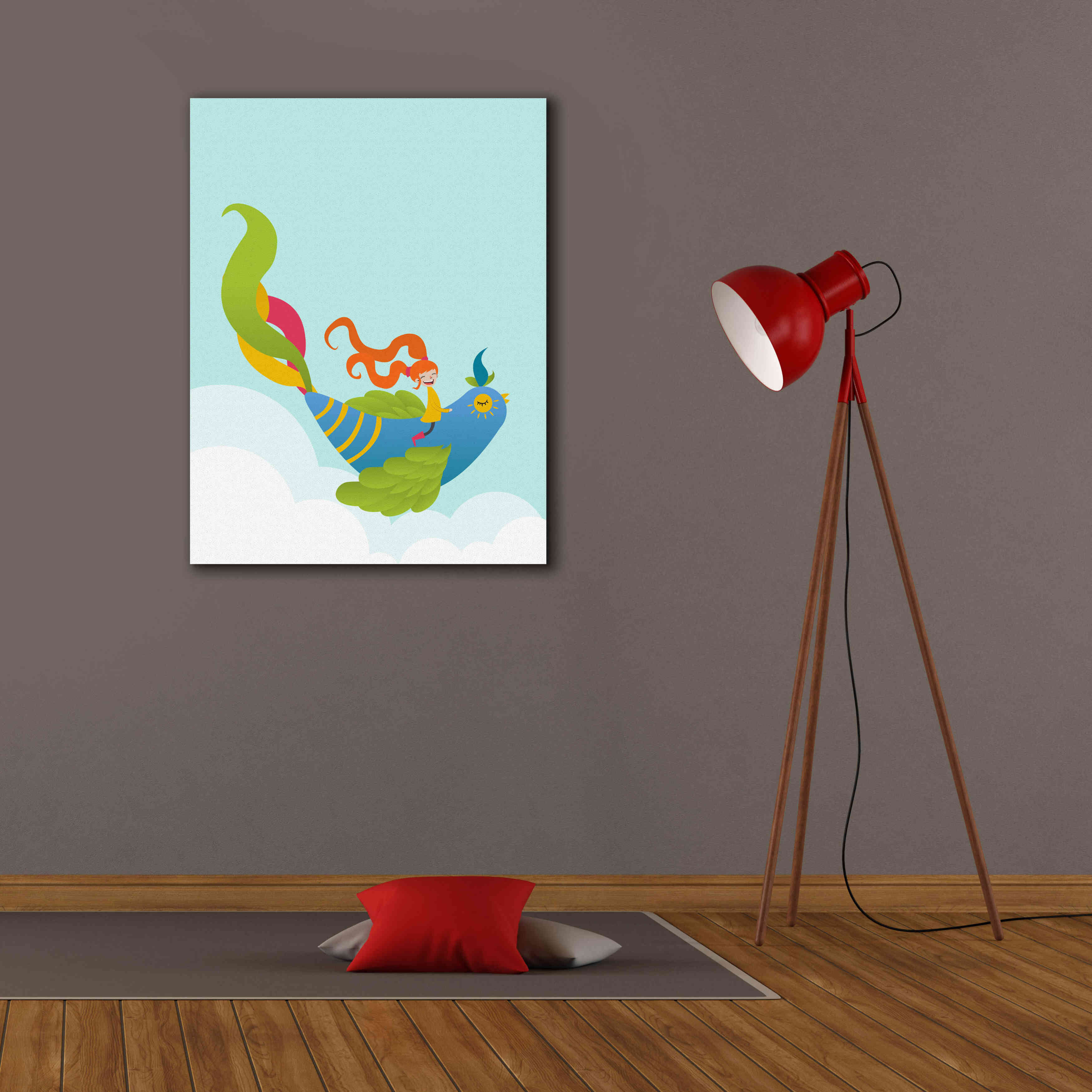 'Bird and Girl' by Volkan Dalyan, Giclee Canvas Wall Art,26x34