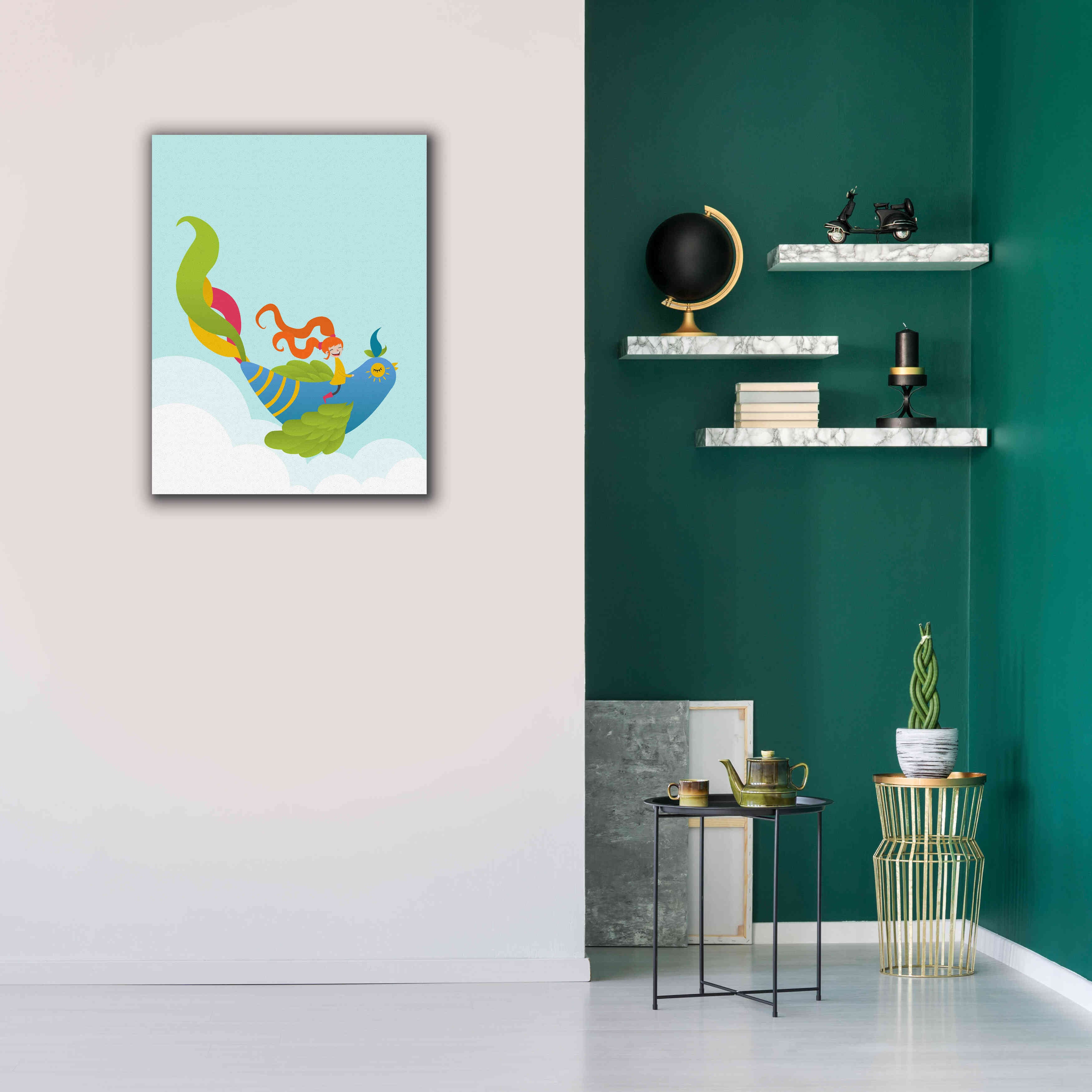 'Bird and Girl' by Volkan Dalyan, Giclee Canvas Wall Art,26x34