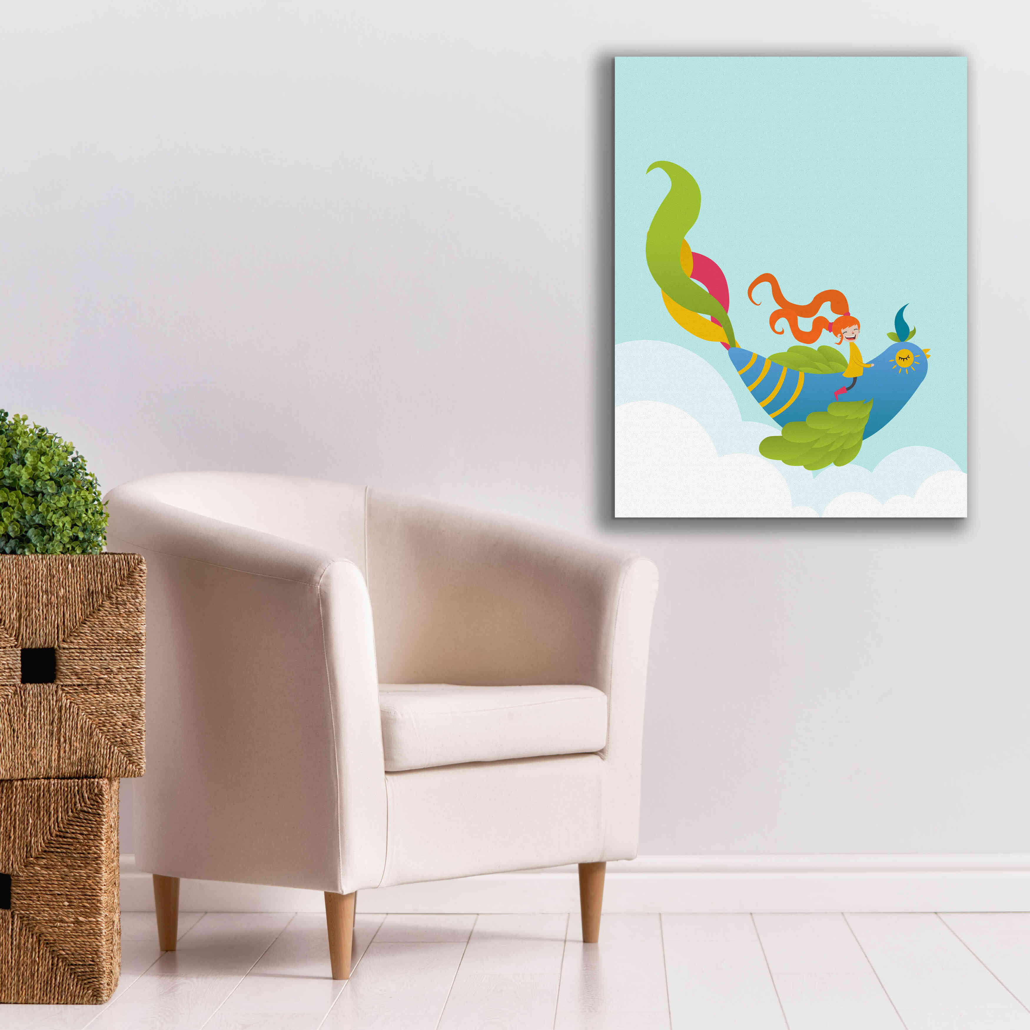 'Bird and Girl' by Volkan Dalyan, Giclee Canvas Wall Art,26x34