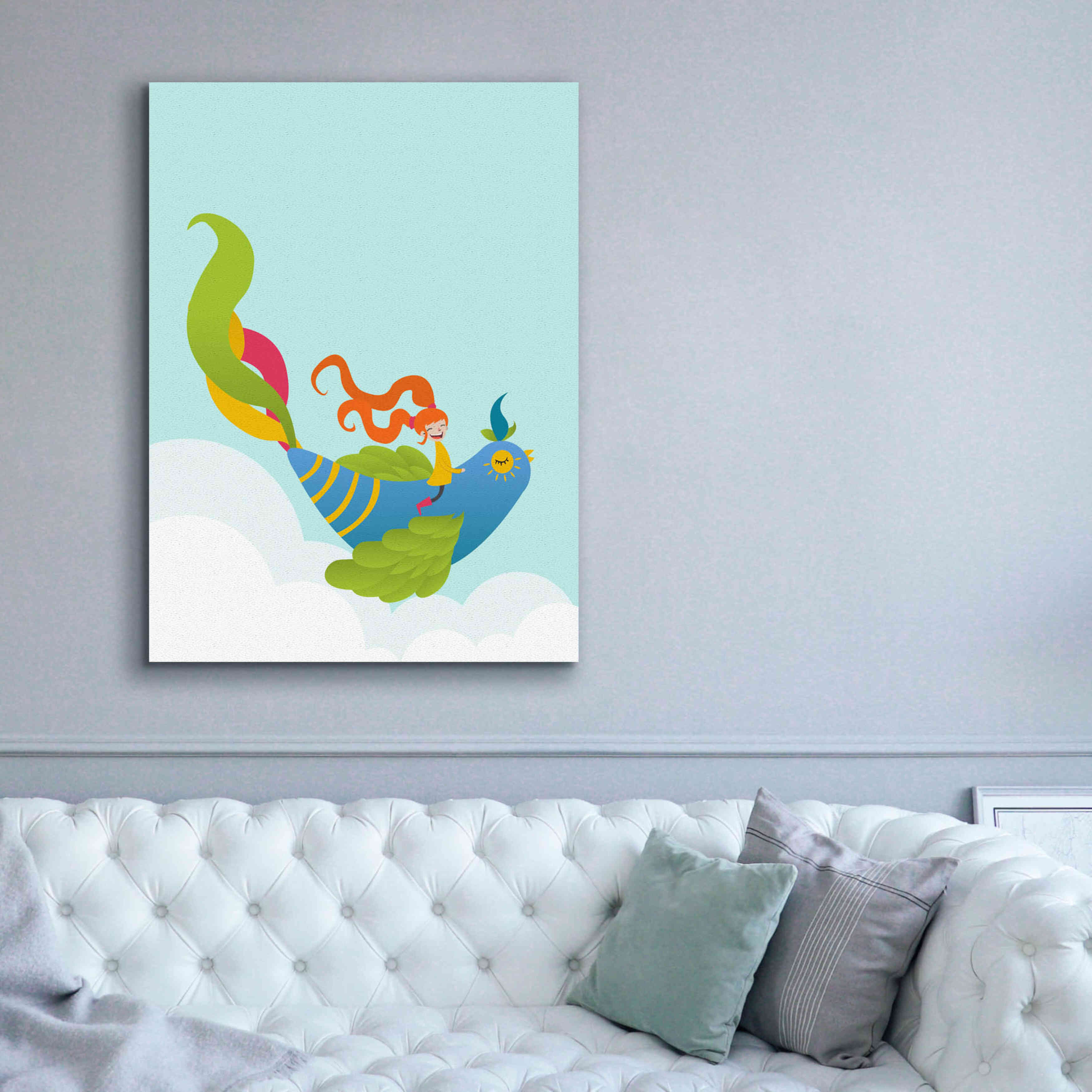 'Bird and Girl' by Volkan Dalyan, Giclee Canvas Wall Art,40x54