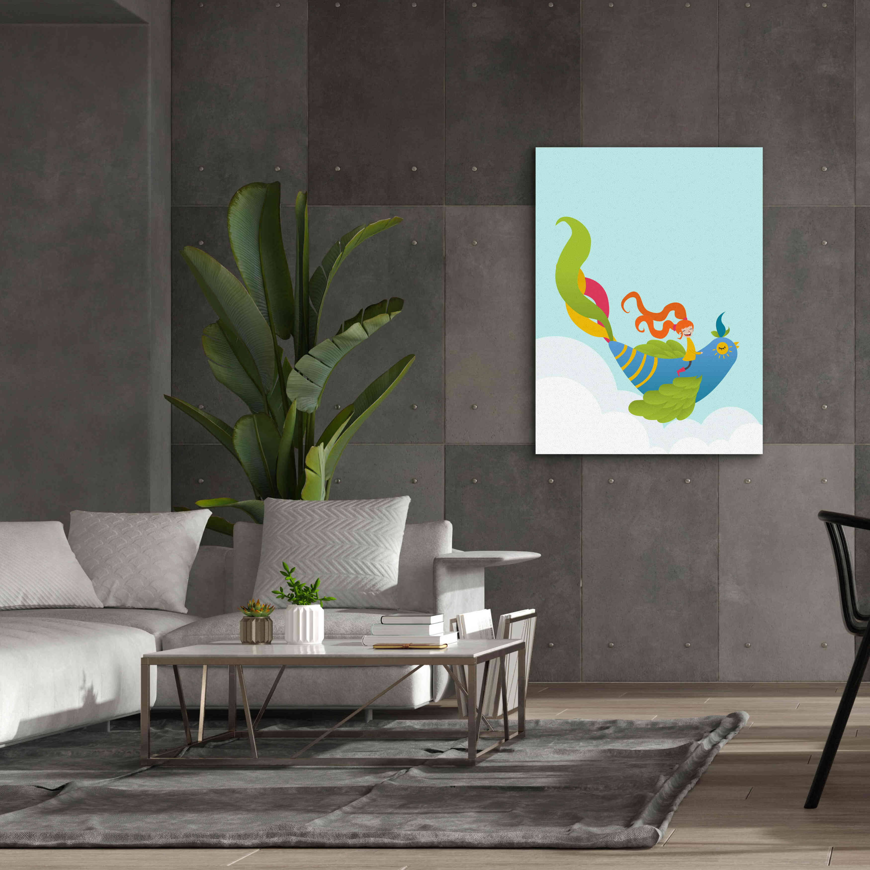 'Bird and Girl' by Volkan Dalyan, Giclee Canvas Wall Art,40x54