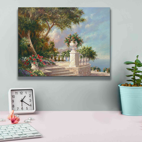 Image of 'Balcony at Lake Como' by Art Fronckowiak, Giclee Canvas Wall Art,16x12