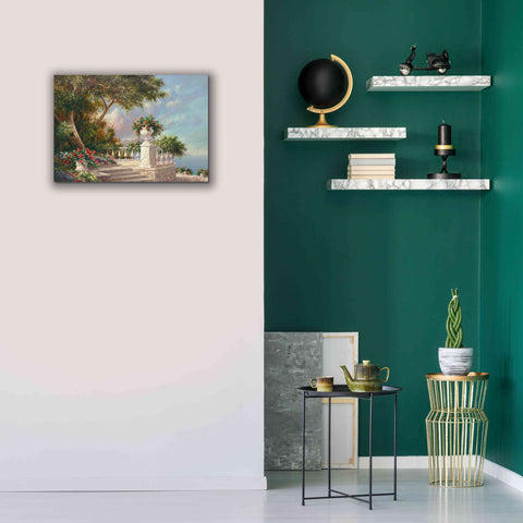 Image of 'Balcony at Lake Como' by Art Fronckowiak, Giclee Canvas Wall Art,26x18