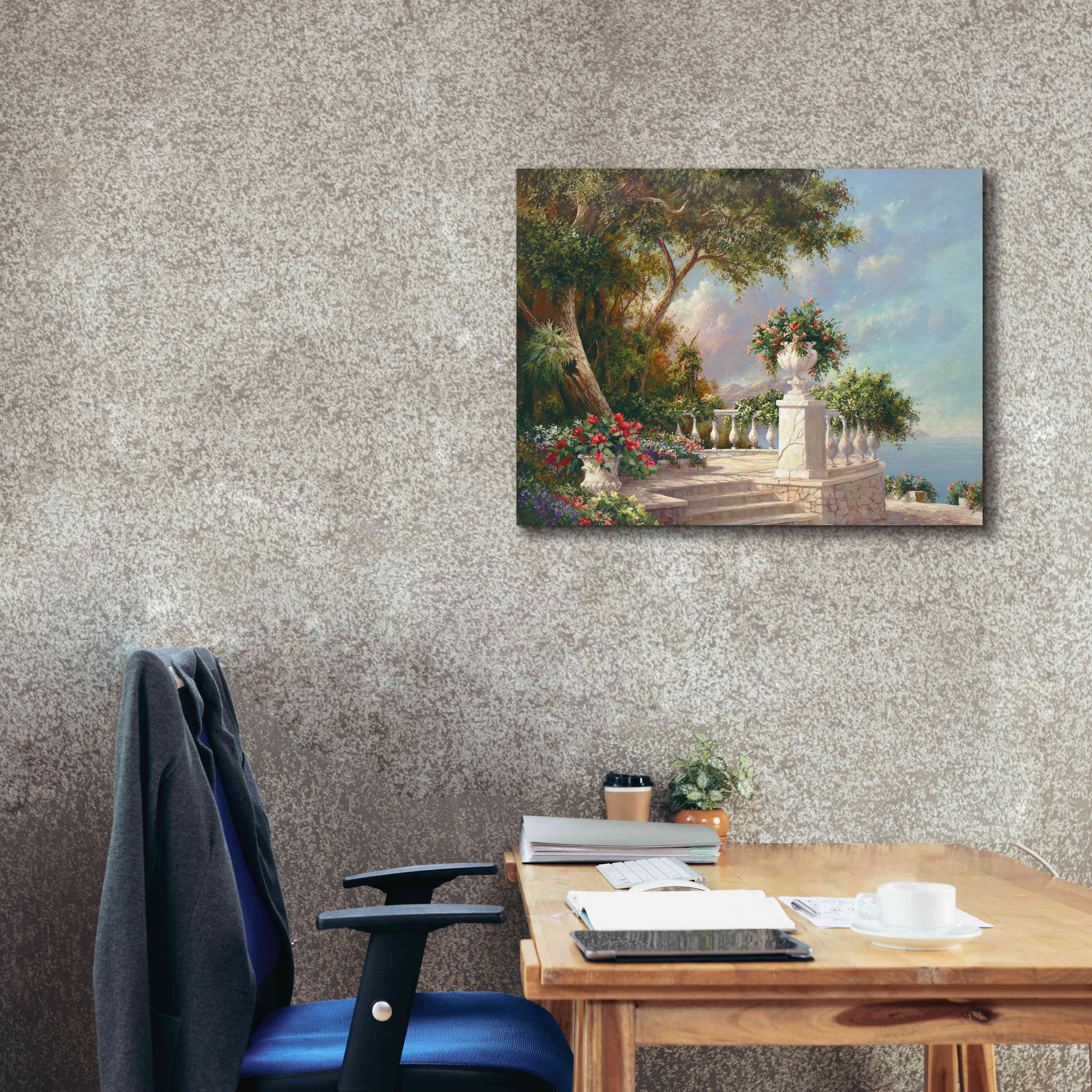 'Balcony at Lake Como' by Art Fronckowiak, Giclee Canvas Wall Art,34x26