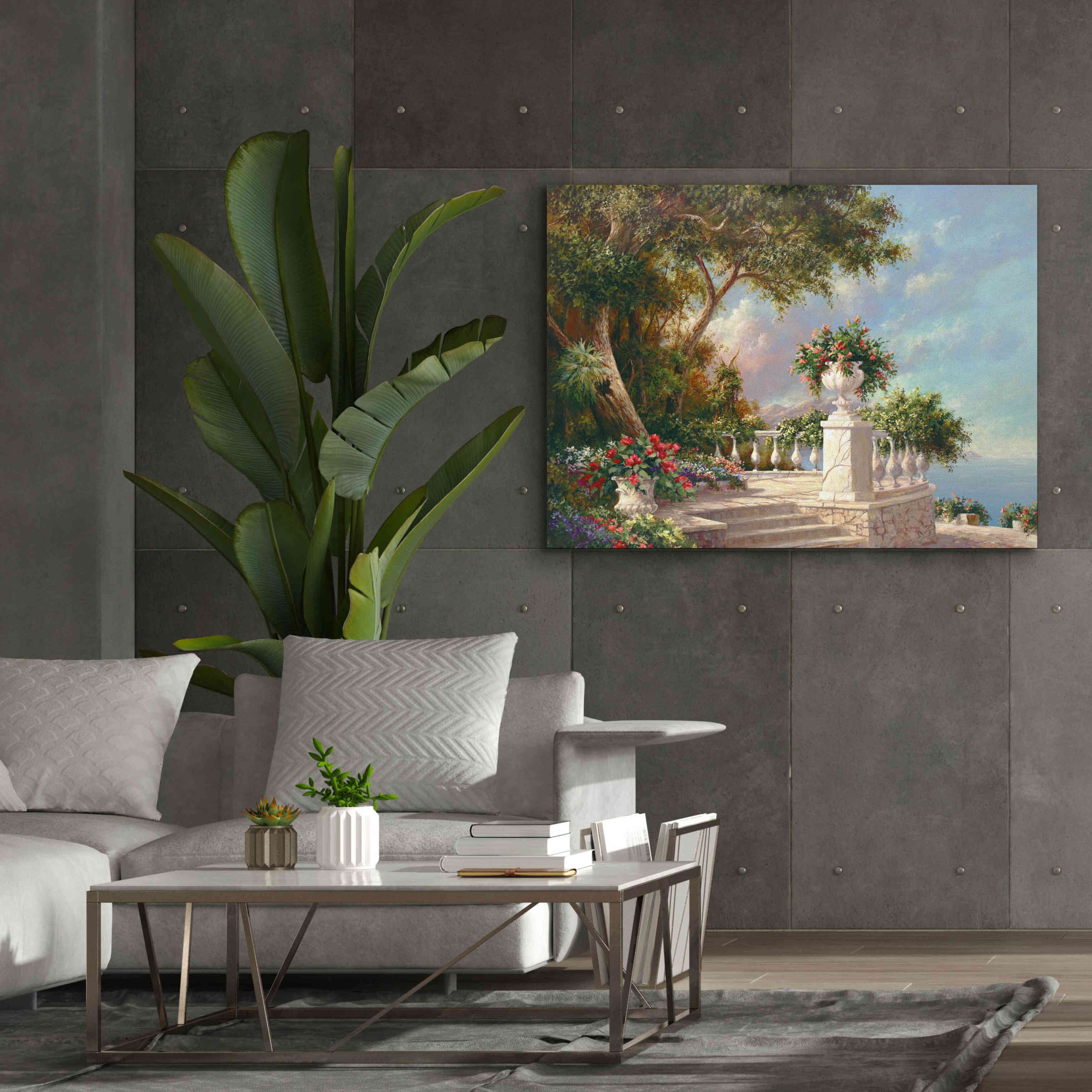 'Balcony at Lake Como' by Art Fronckowiak, Giclee Canvas Wall Art,54x40