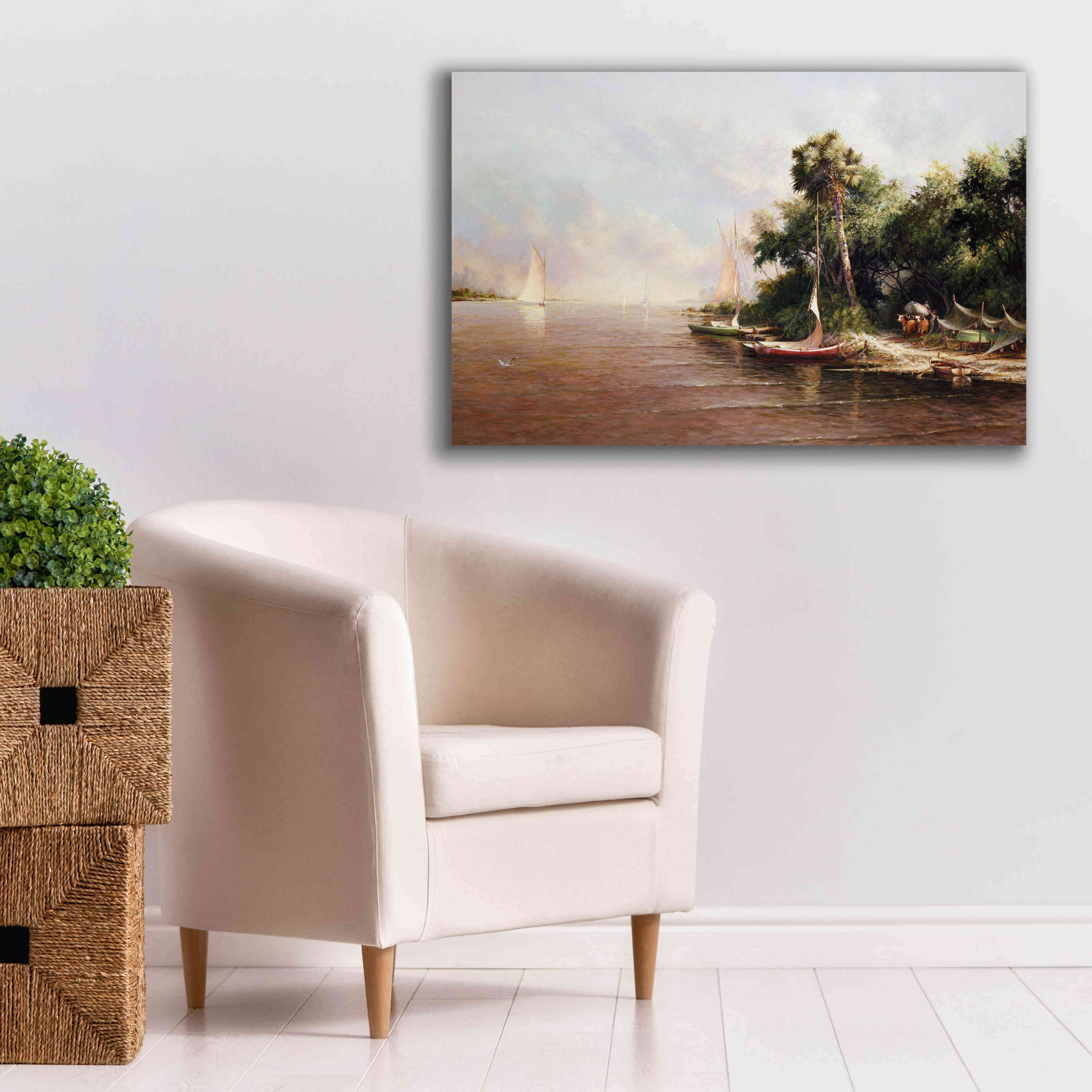 'Fisherman Landing' by Art Fronckowiak, Giclee Canvas Wall Art,40x26