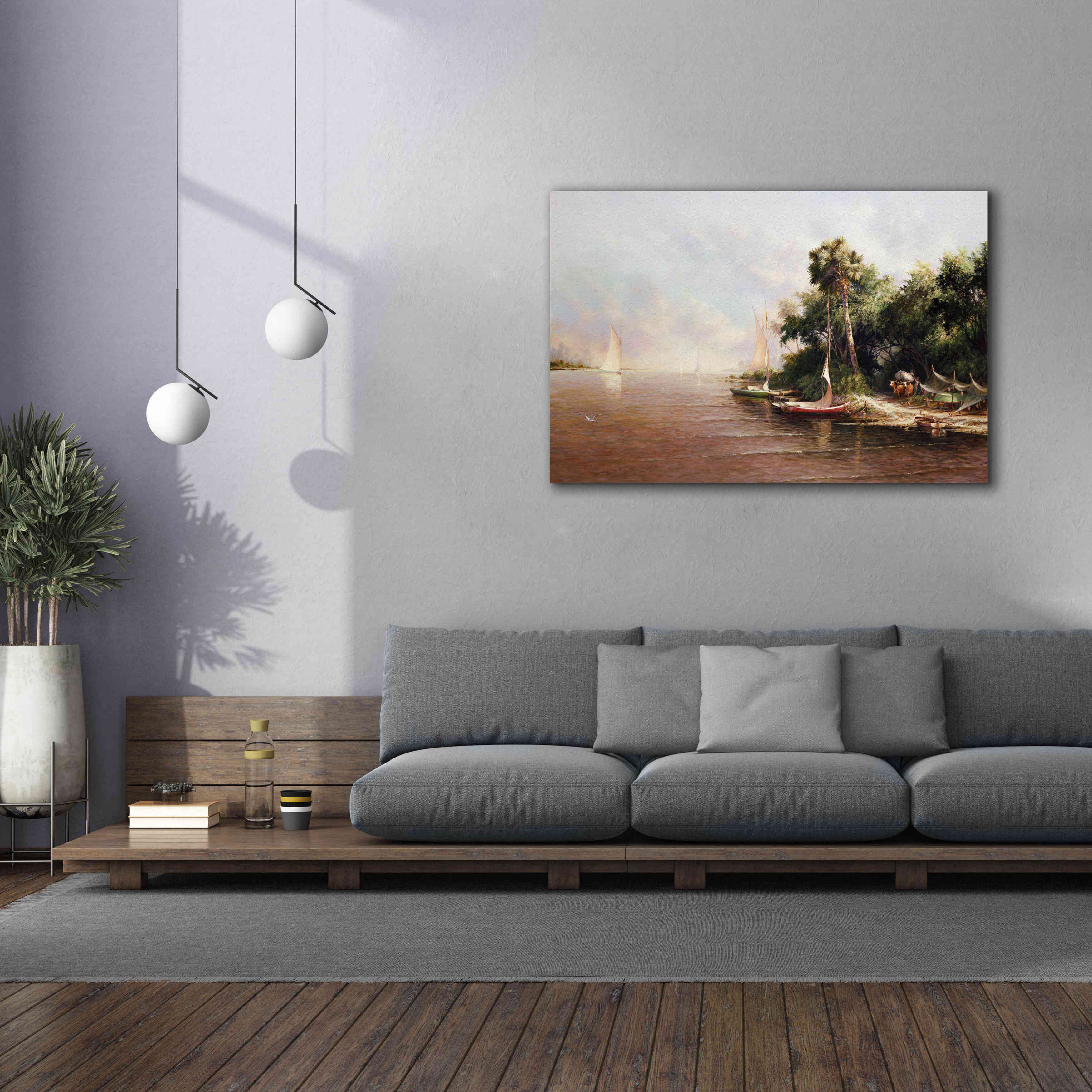 'Fisherman Landing' by Art Fronckowiak, Giclee Canvas Wall Art,60x40