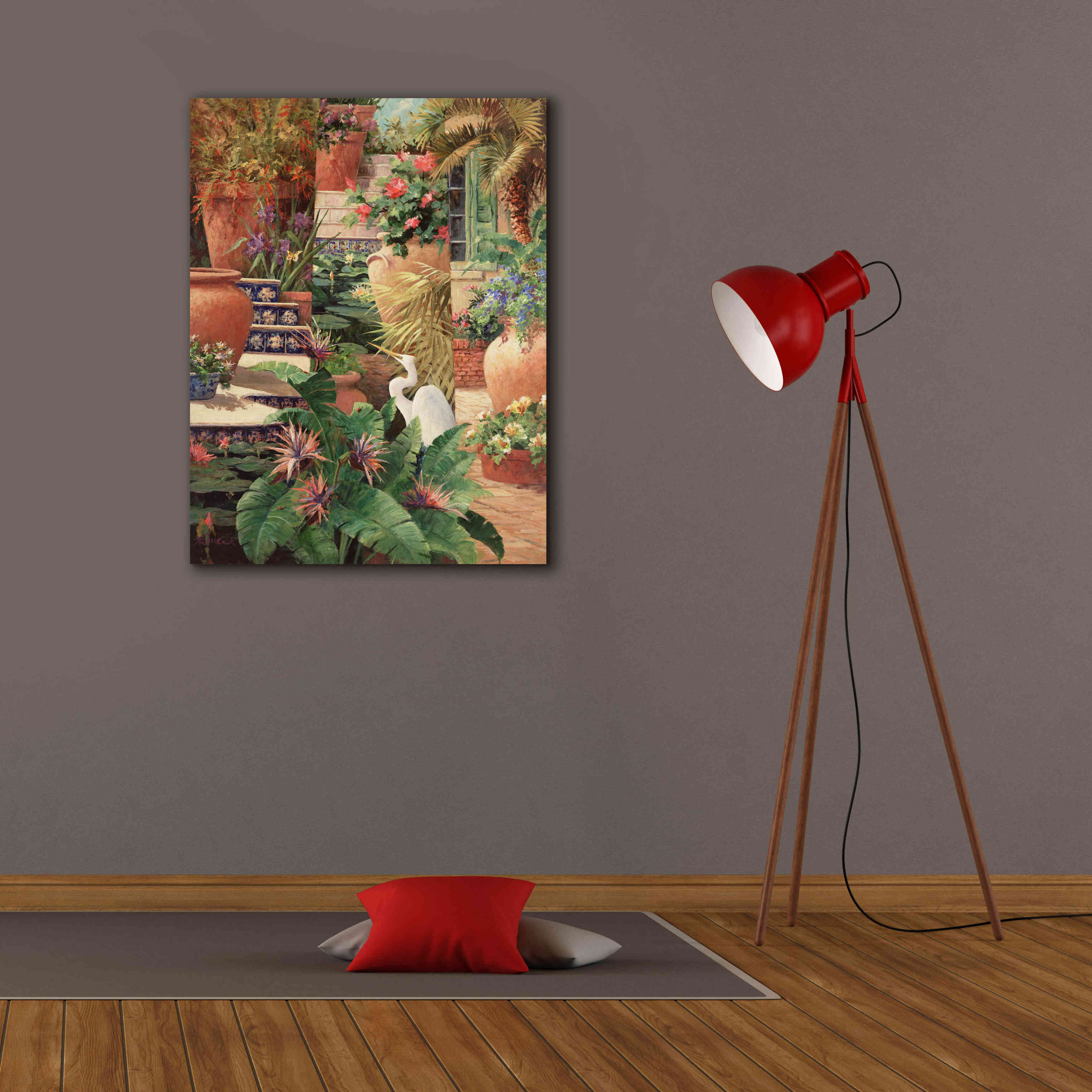 'Floral Fractal with Egret' by Art Fronckowiak, Giclee Canvas Wall Art,26x34