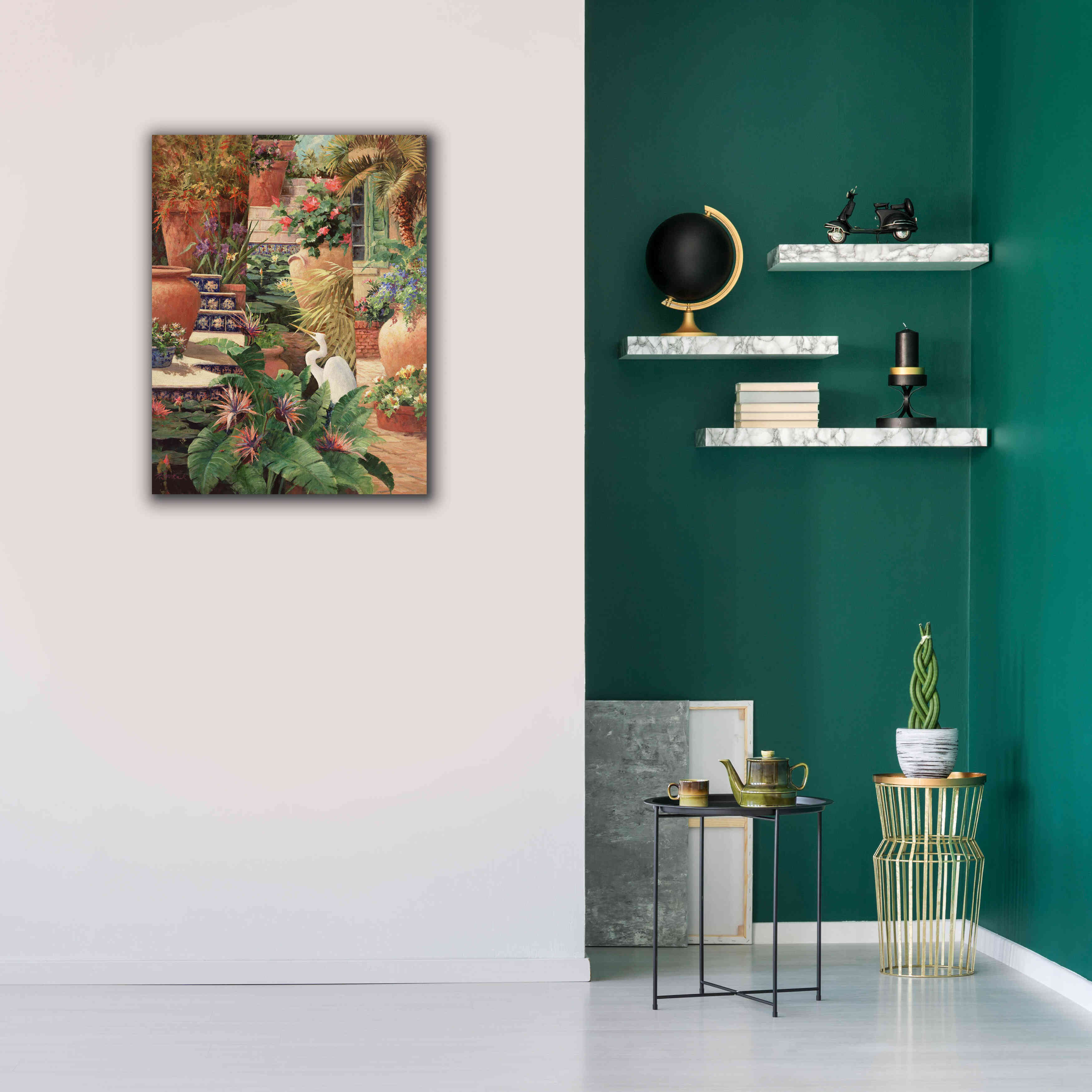 'Floral Fractal with Egret' by Art Fronckowiak, Giclee Canvas Wall Art,26x34