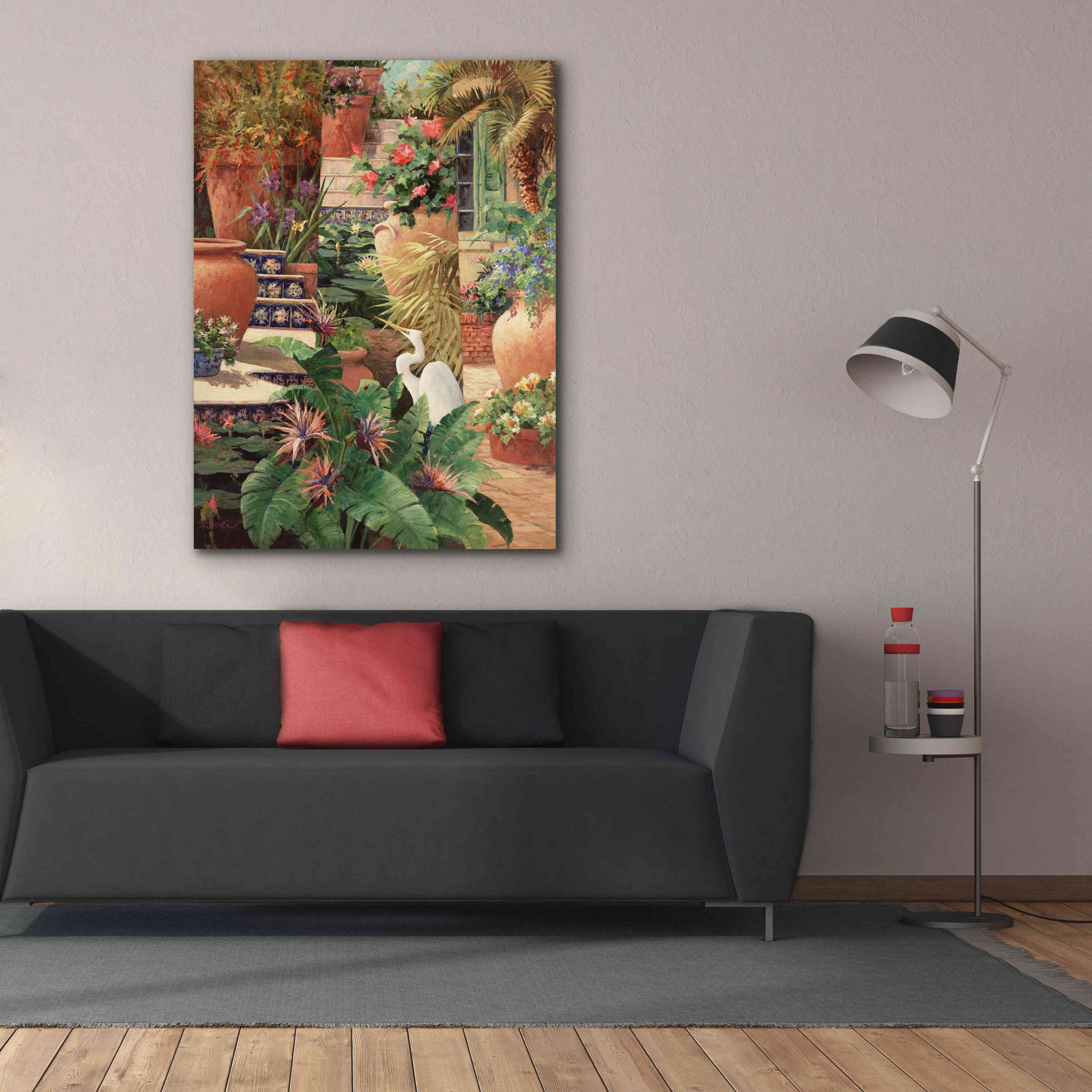 'Floral Fractal with Egret' by Art Fronckowiak, Giclee Canvas Wall Art,40x54