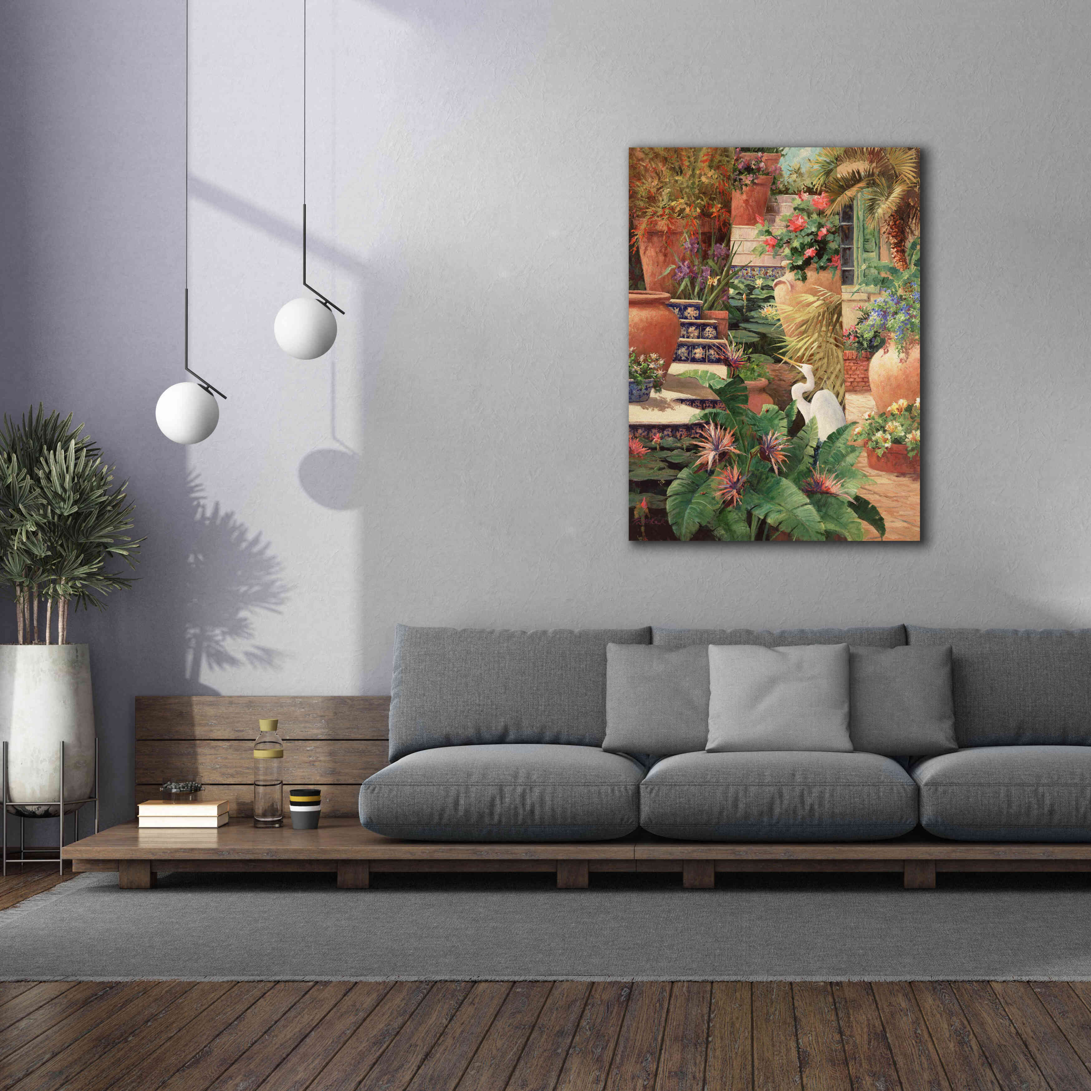 'Floral Fractal with Egret' by Art Fronckowiak, Giclee Canvas Wall Art,40x54