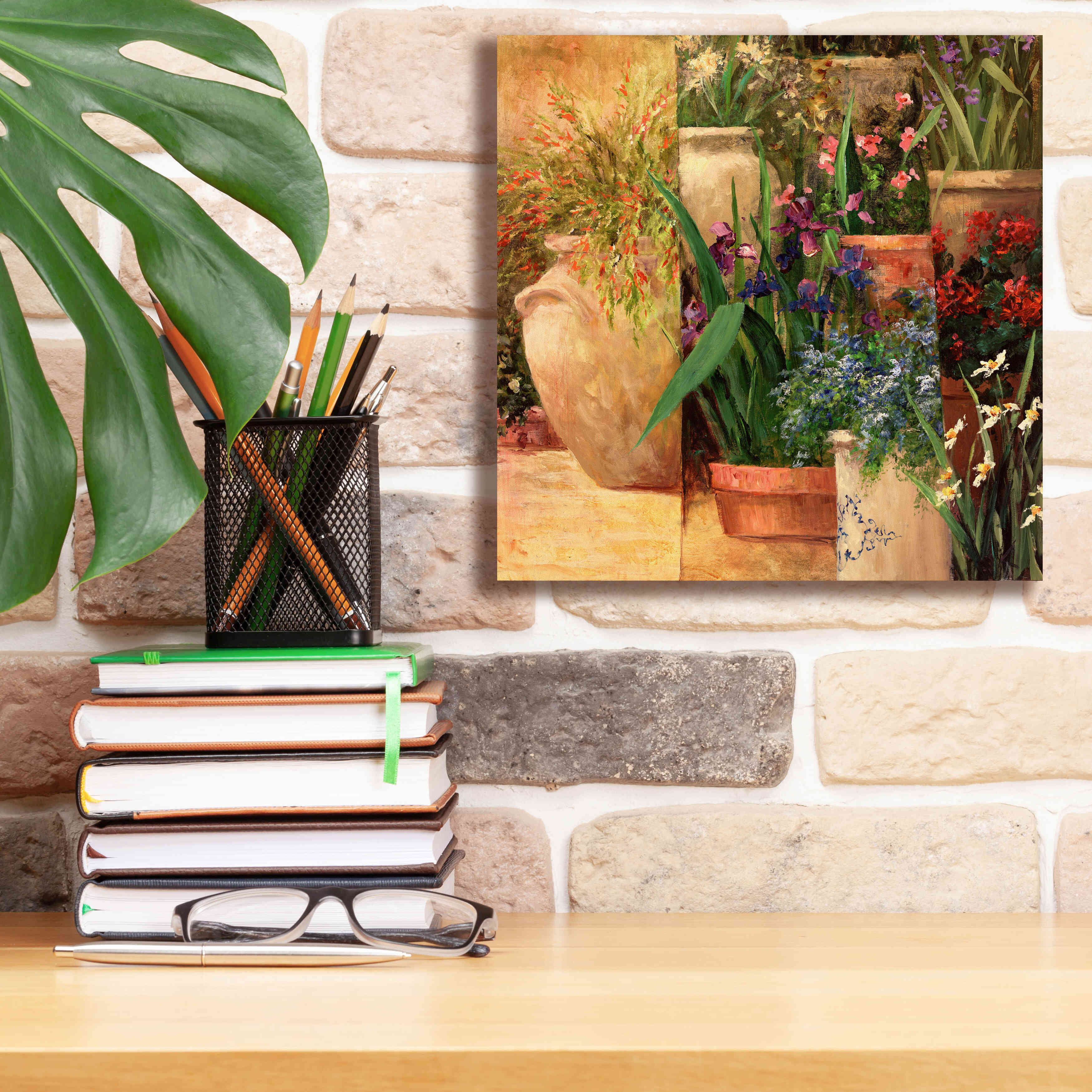 'Flower Pots Left' by Art Fronckowiak, Giclee Canvas Wall Art,12x12