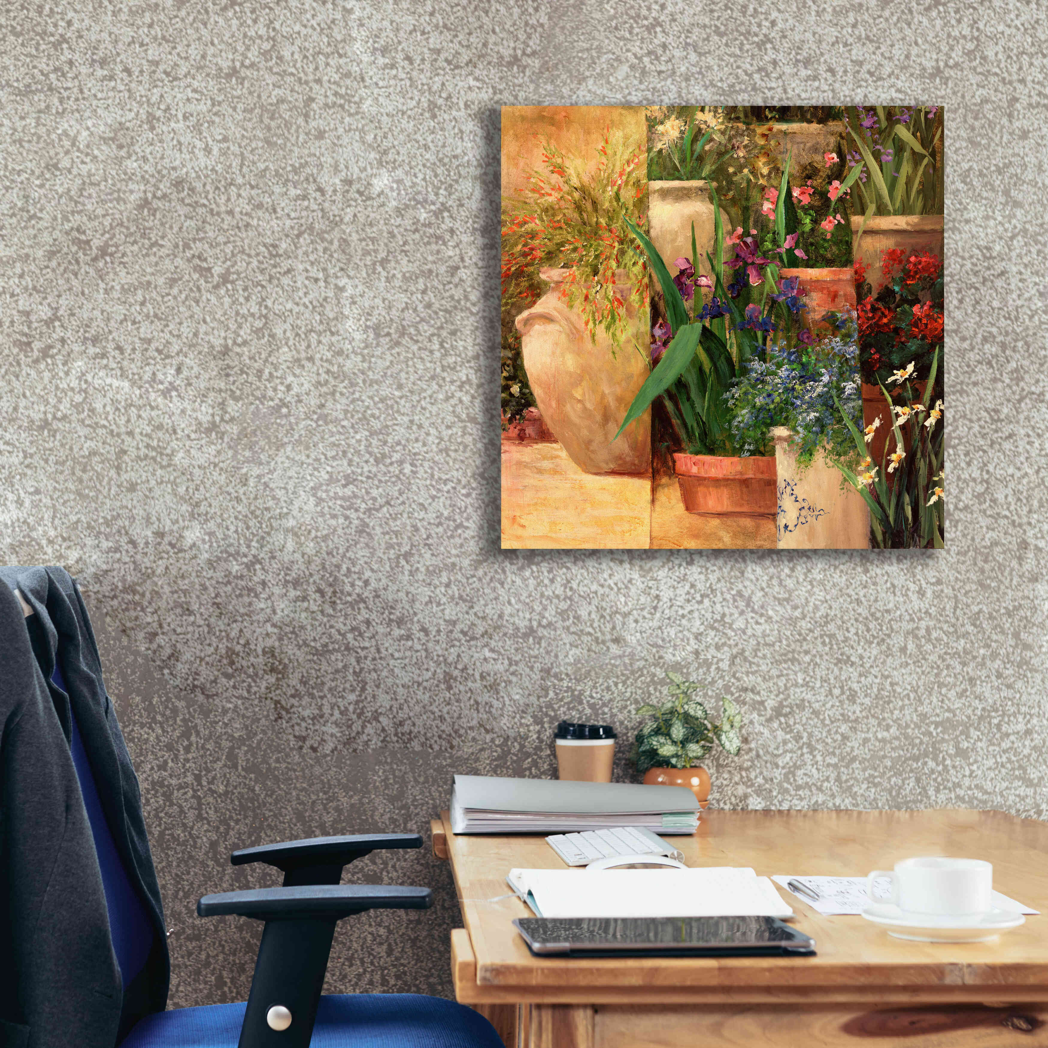 'Flower Pots Left' by Art Fronckowiak, Giclee Canvas Wall Art,26x26