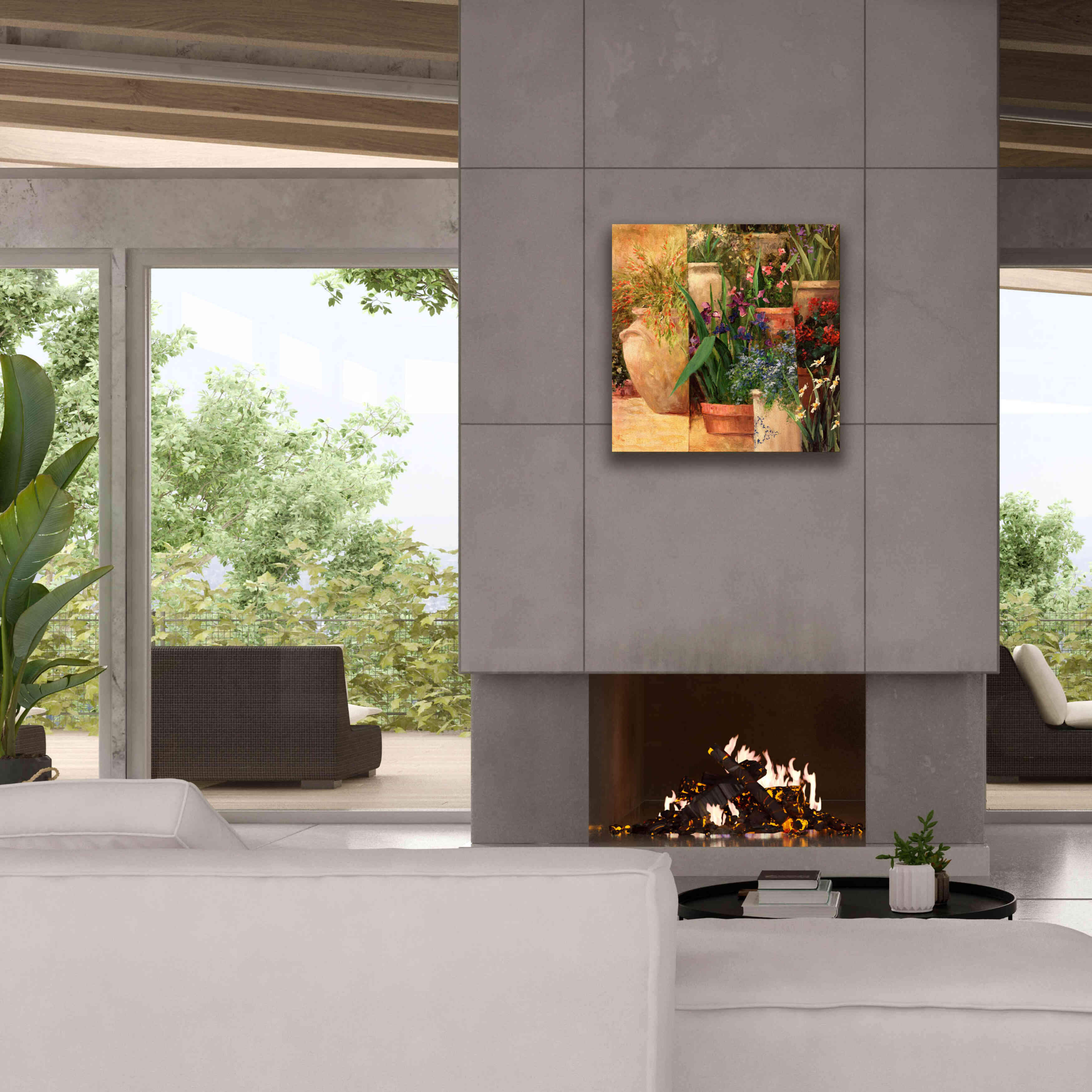 'Flower Pots Left' by Art Fronckowiak, Giclee Canvas Wall Art,26x26