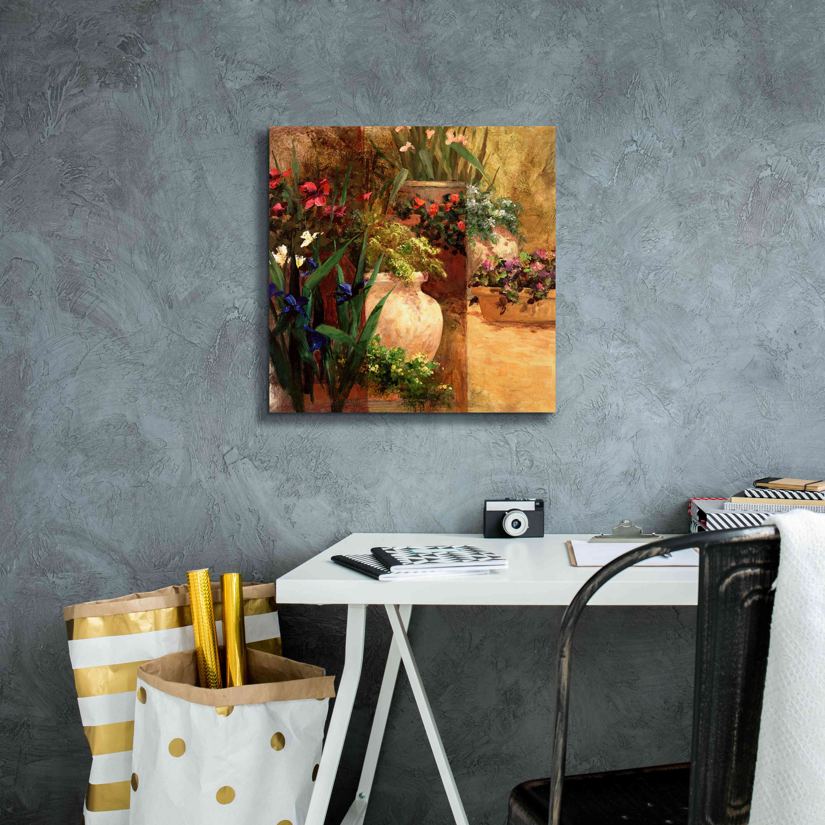 'Flower Pots Right' by Art Fronckowiak, Giclee Canvas Wall Art,18x18