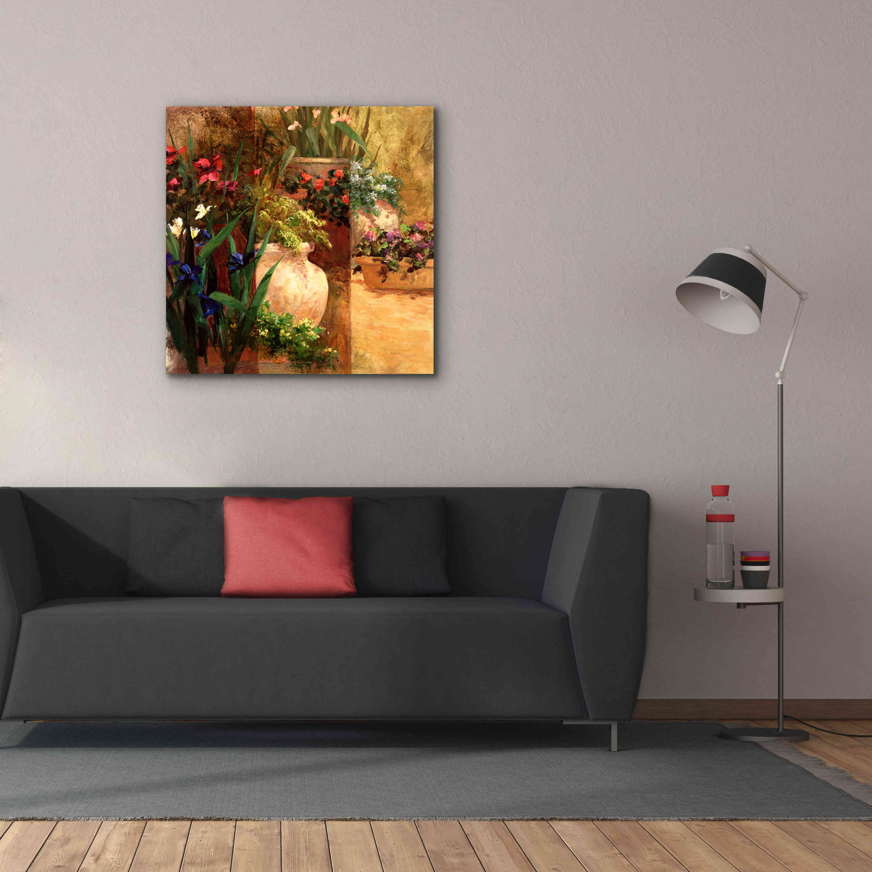 'Flower Pots Right' by Art Fronckowiak, Giclee Canvas Wall Art,37x37