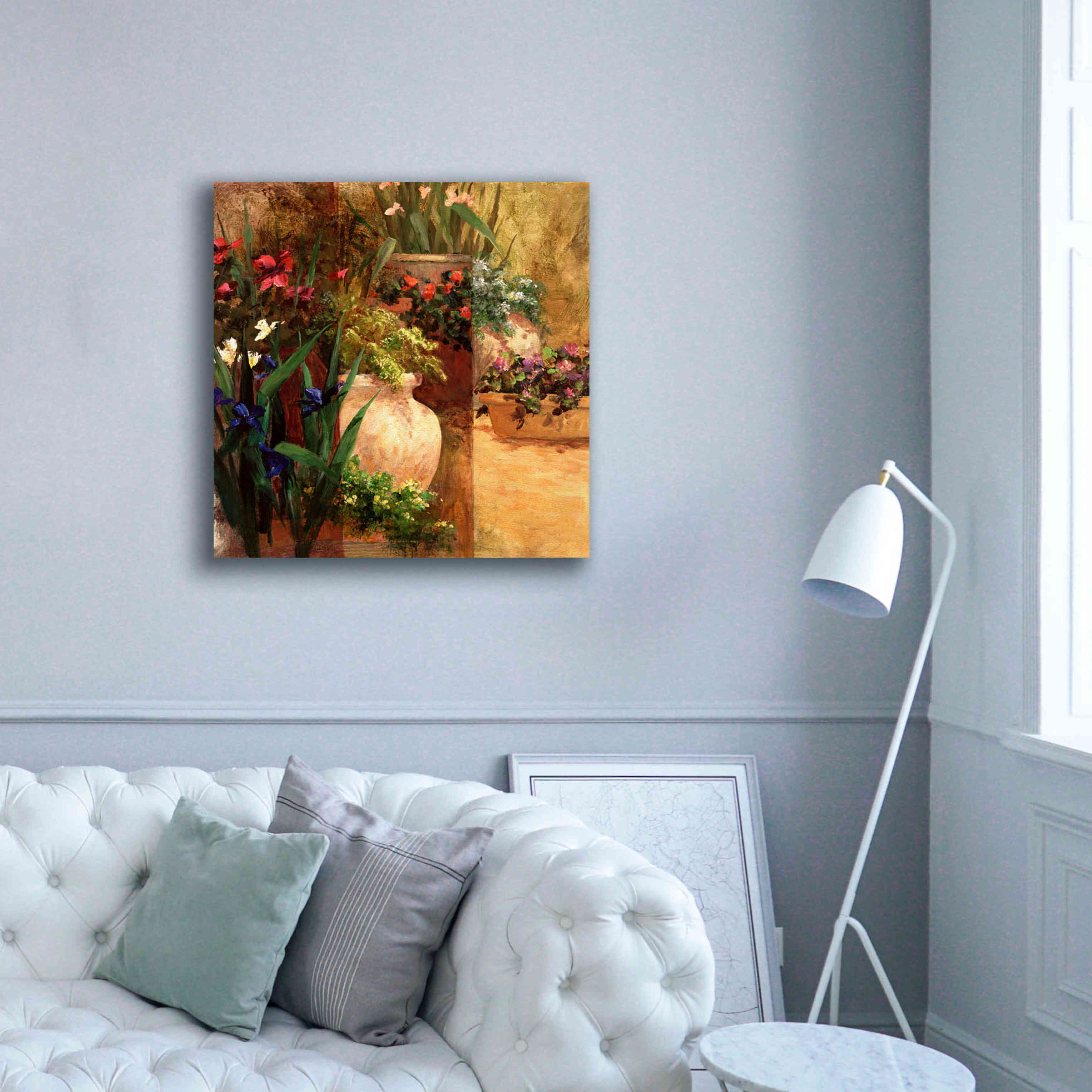 'Flower Pots Right' by Art Fronckowiak, Giclee Canvas Wall Art,37x37