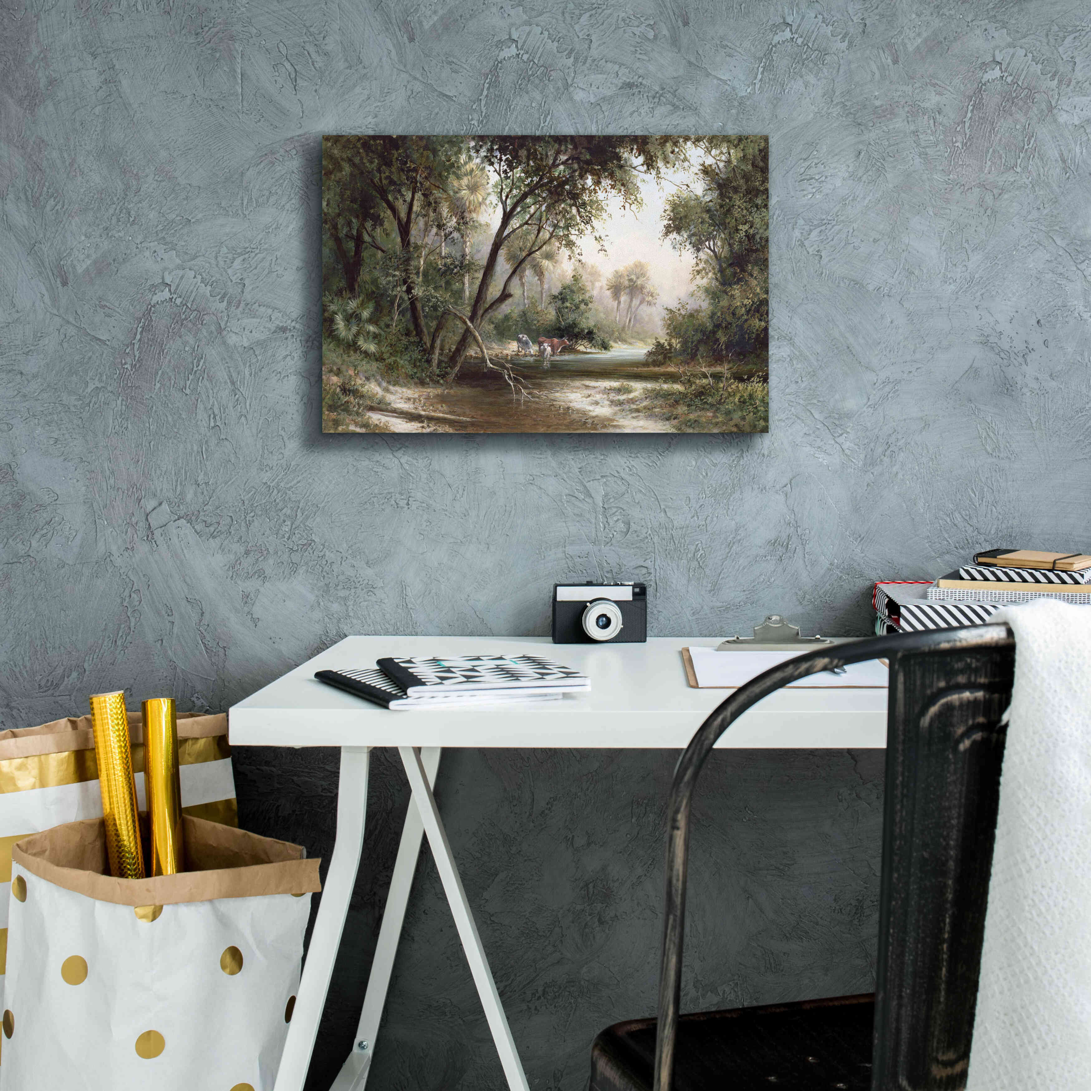 'Forked Creek' by Art Fronckowiak, Giclee Canvas Wall Art,18x12